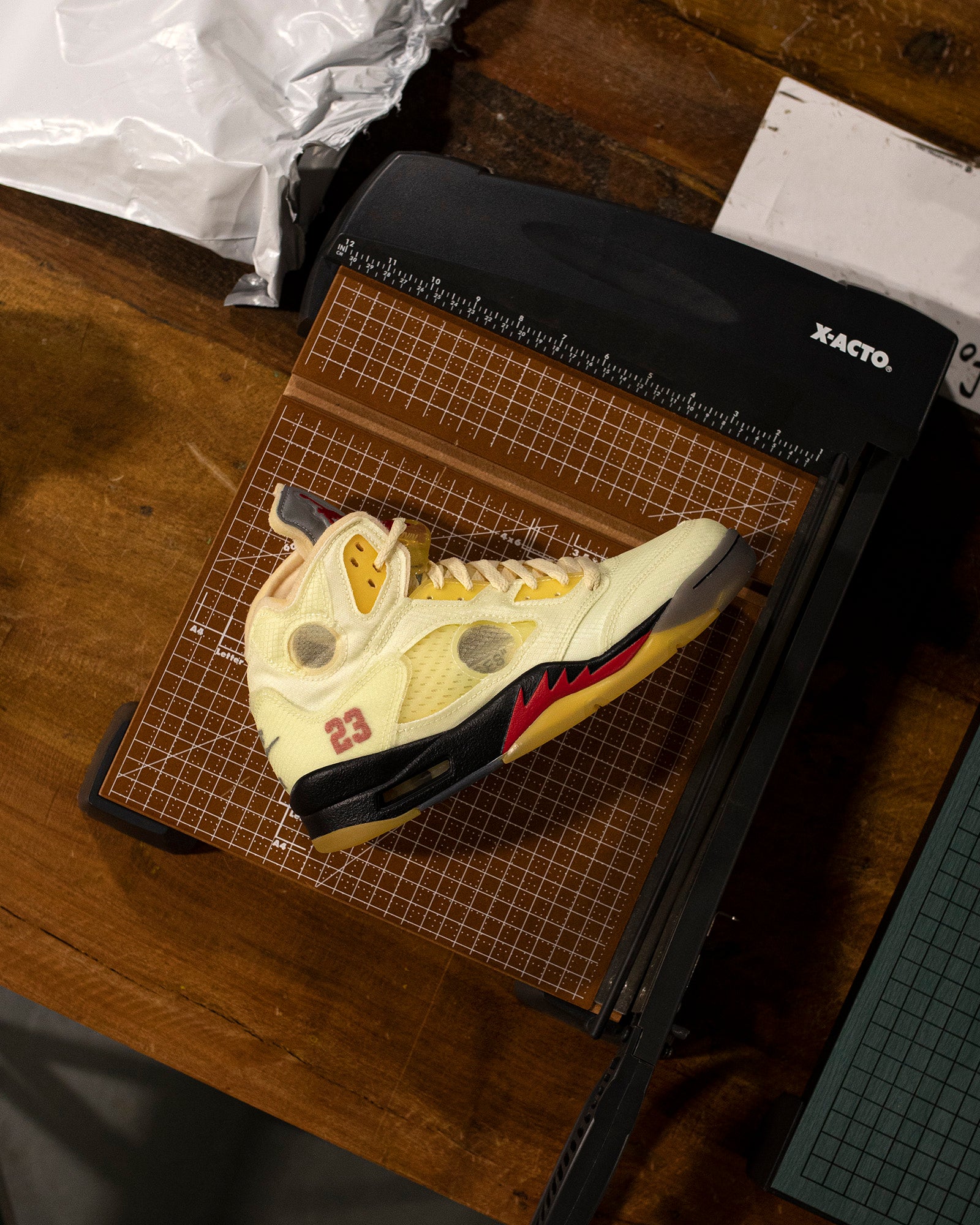 Mens and Kids Air Jordan x Off-White™ Retro 5 'Sail' card image