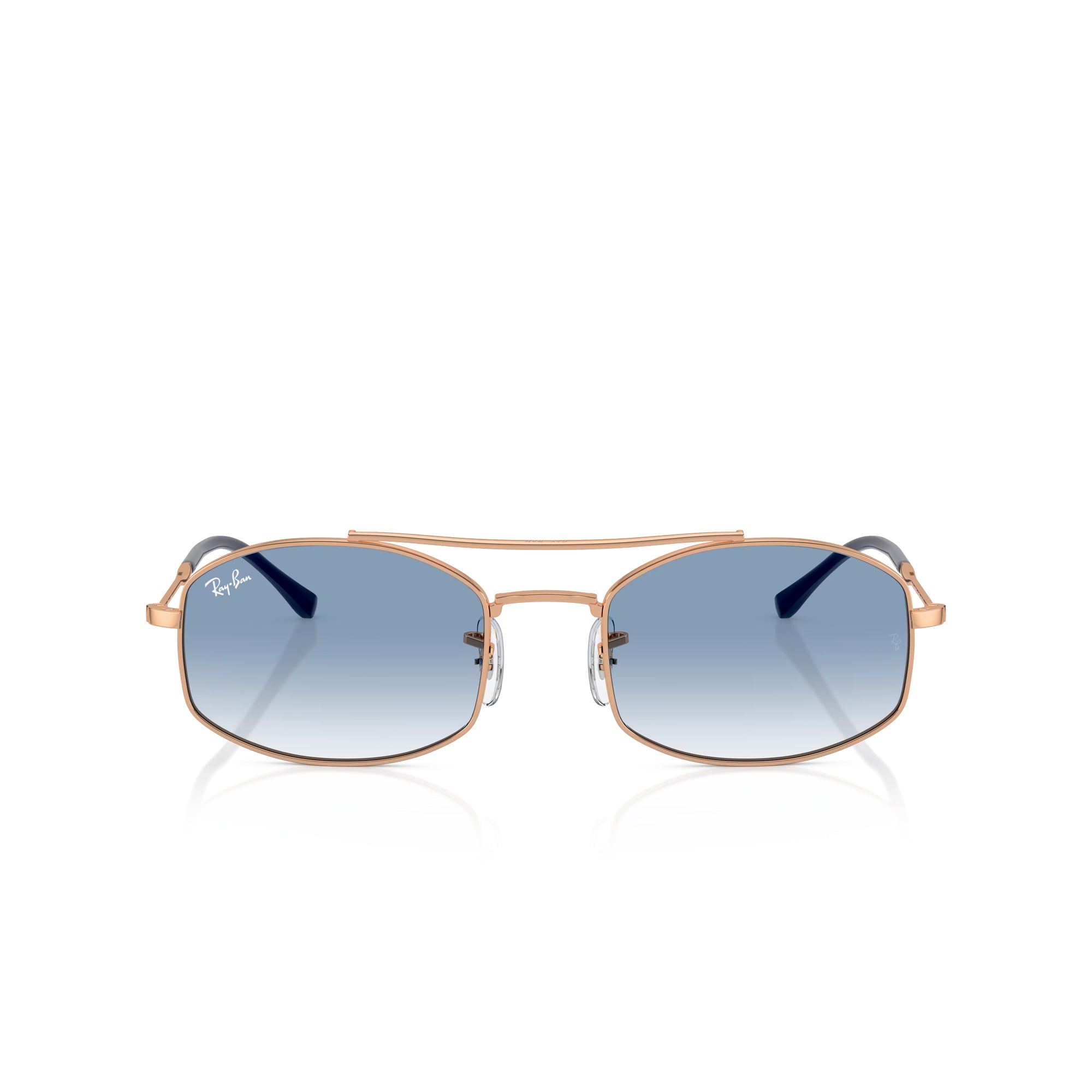 Ray-Ban Rose Gold W/ Clear Gradient Blue Sunglasses
