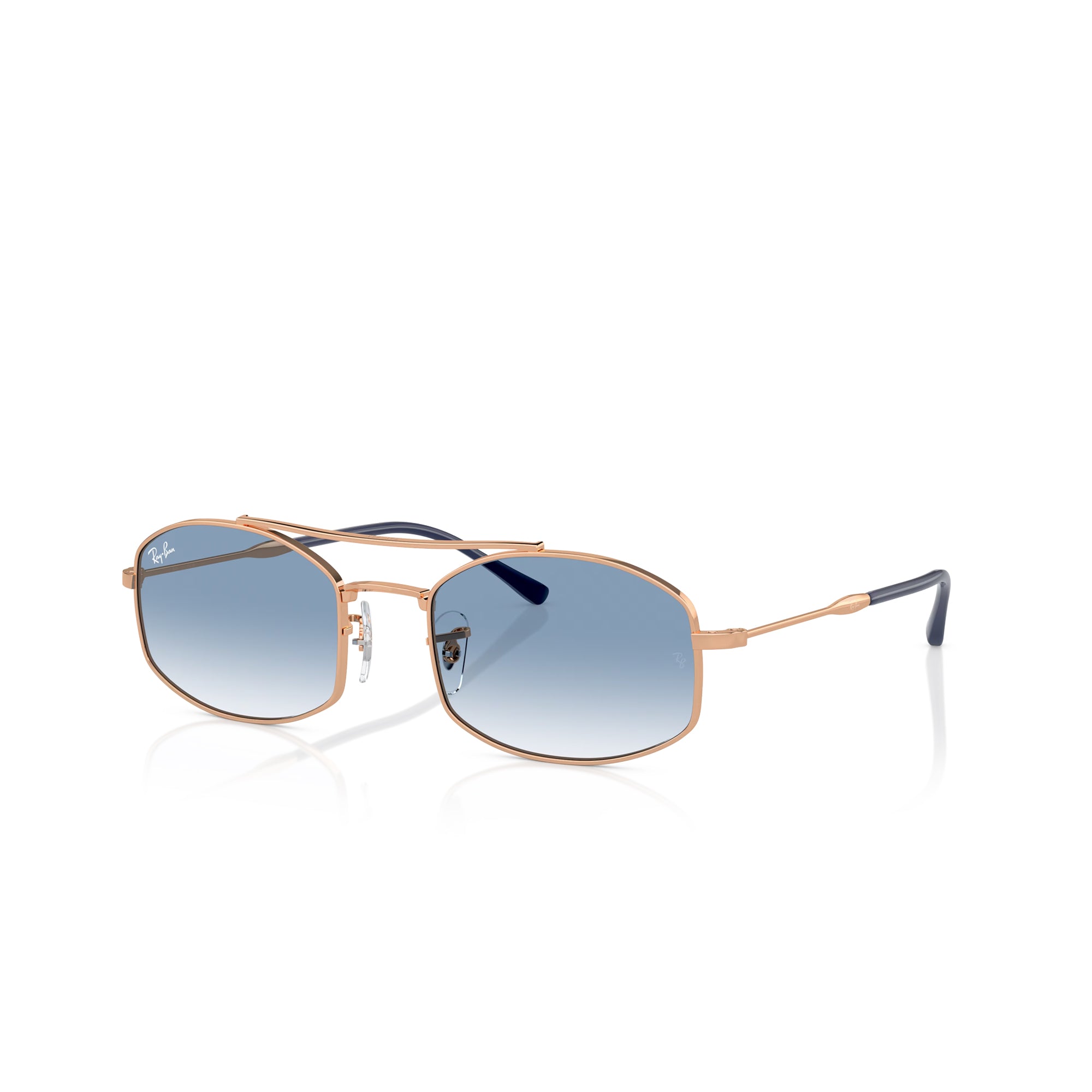 Ray-Ban Rose Gold W/ Clear Gradient Blue Sunglasses