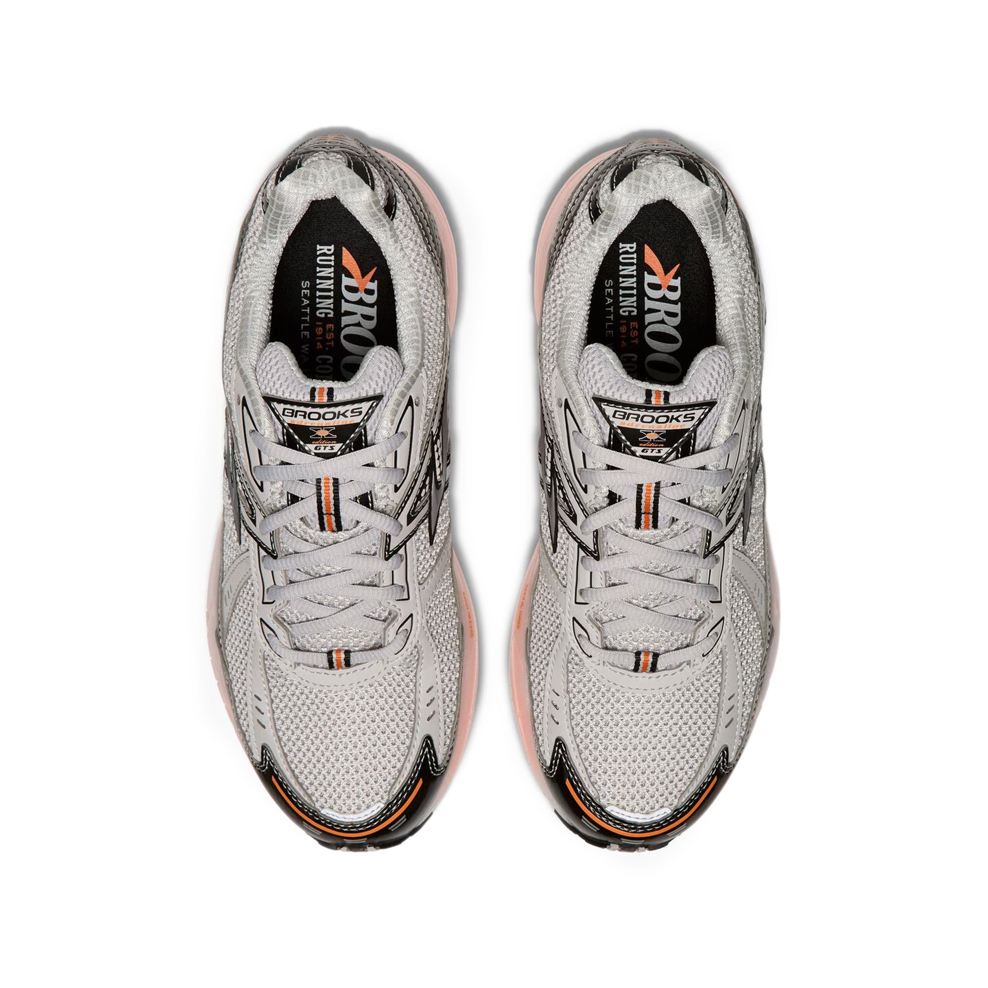 Grey Black pink Sneakers on a white background