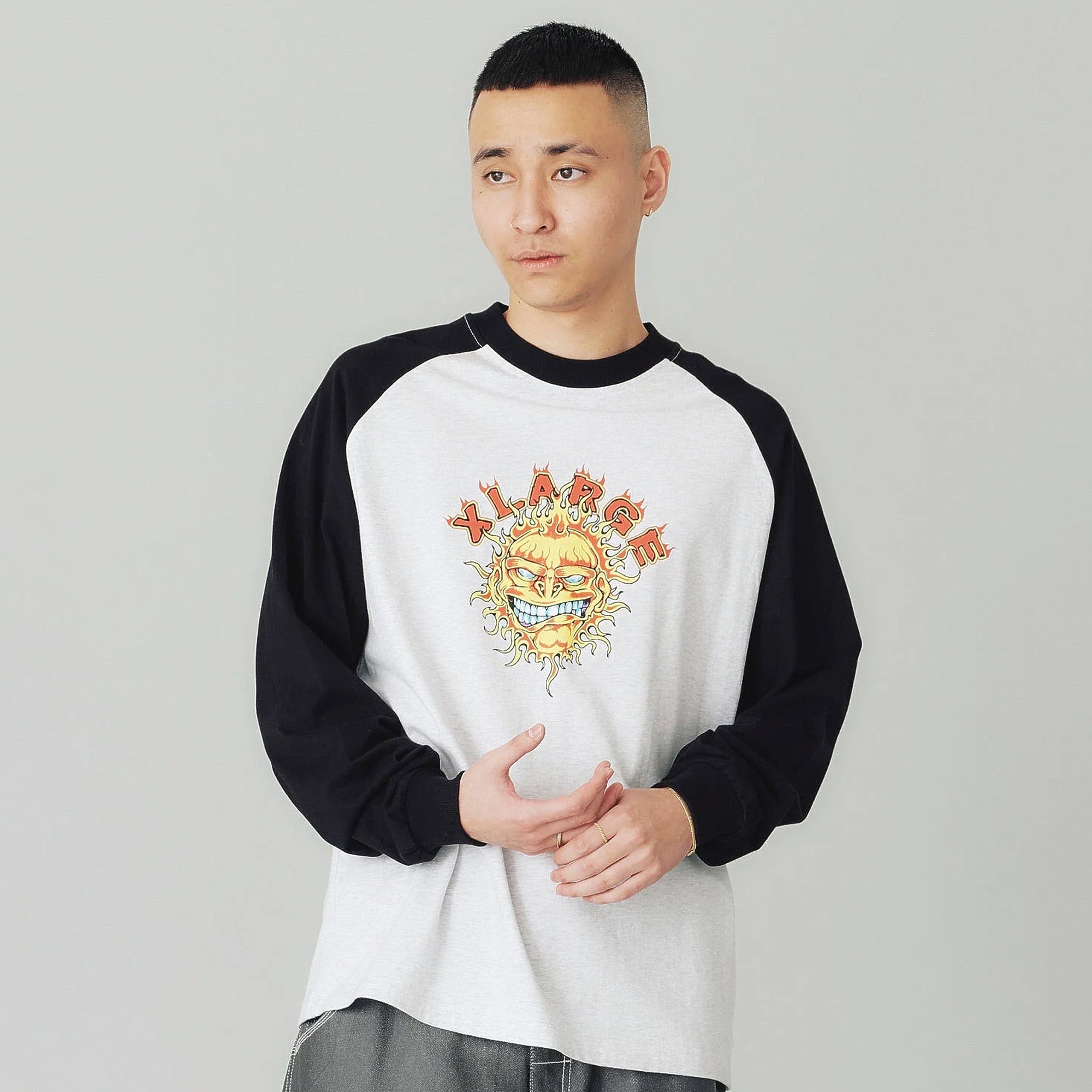 X-Large Mens Flame Raglan LS Tee