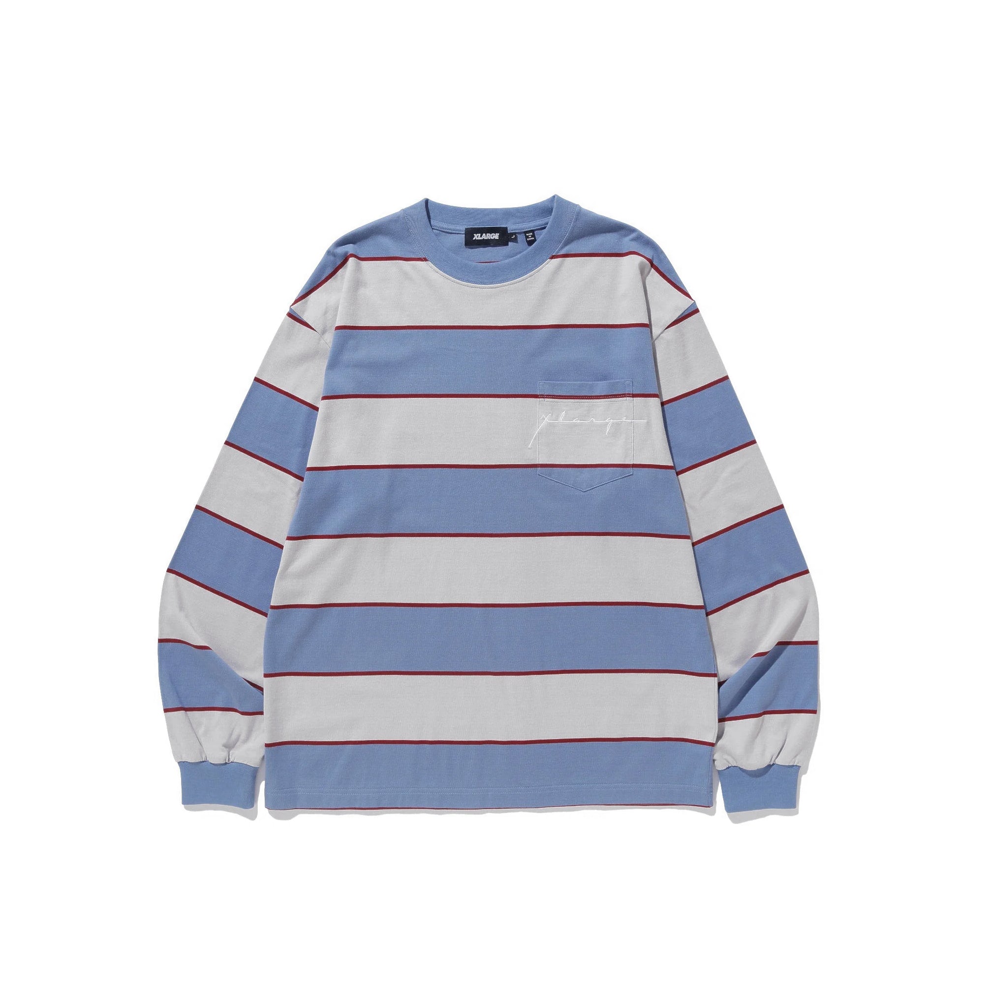 X-Large Mens Striped L/S Pocket Tee