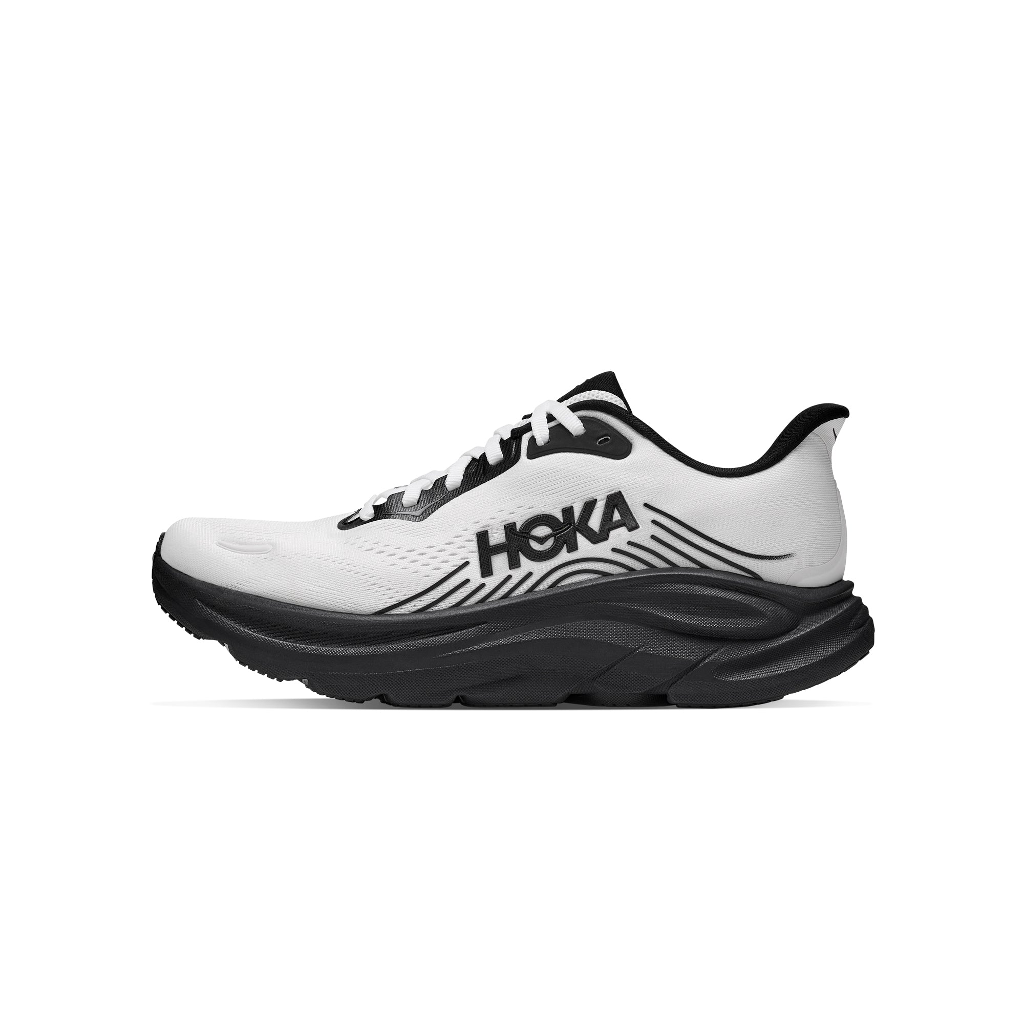 white and black sneakers on a white background