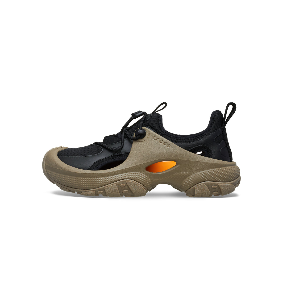 Khaki/Orange and black Sneakers on a white background