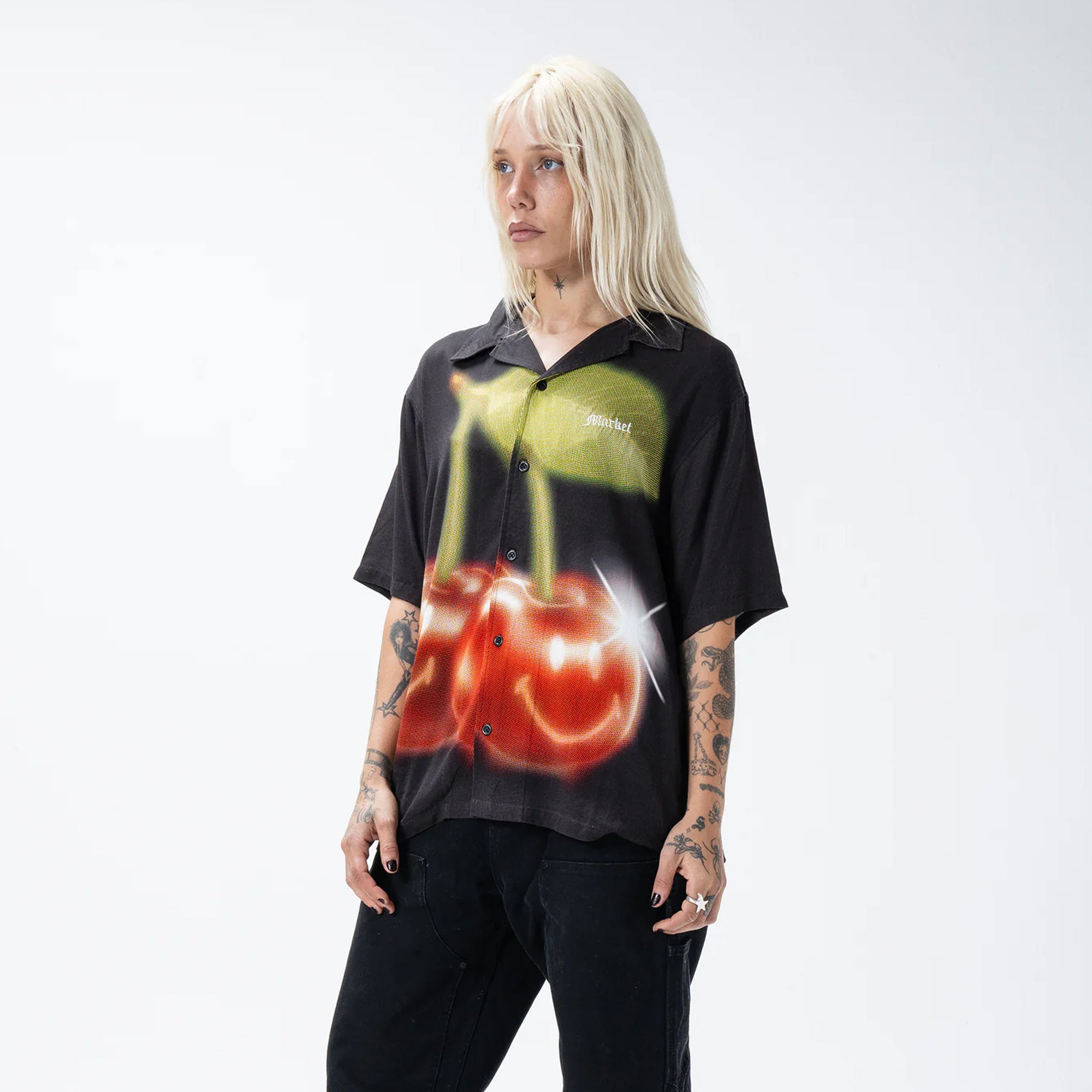 Market Mens Smiley Cherries SS Button-Up