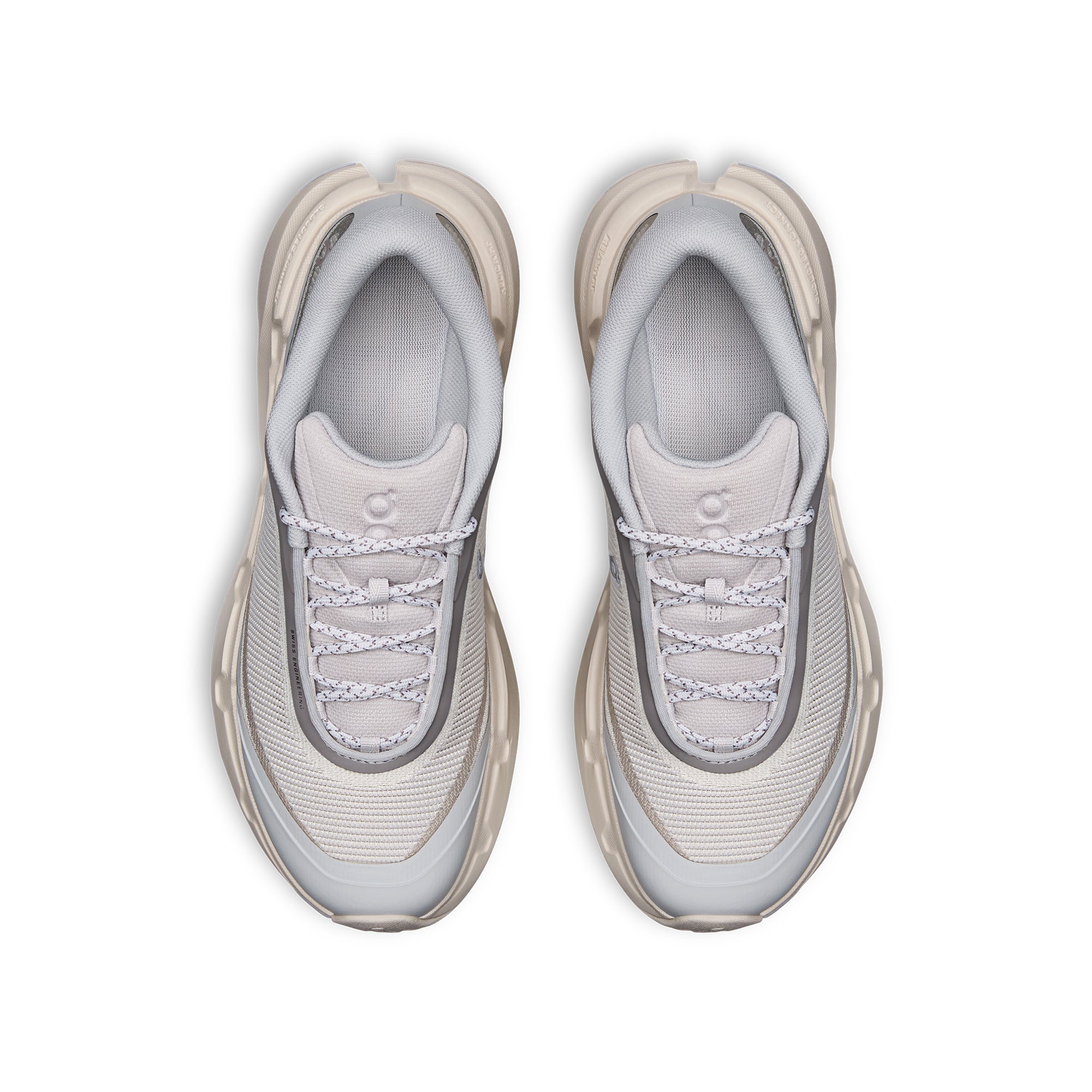 white grey light blue and beige sneakers on a white background