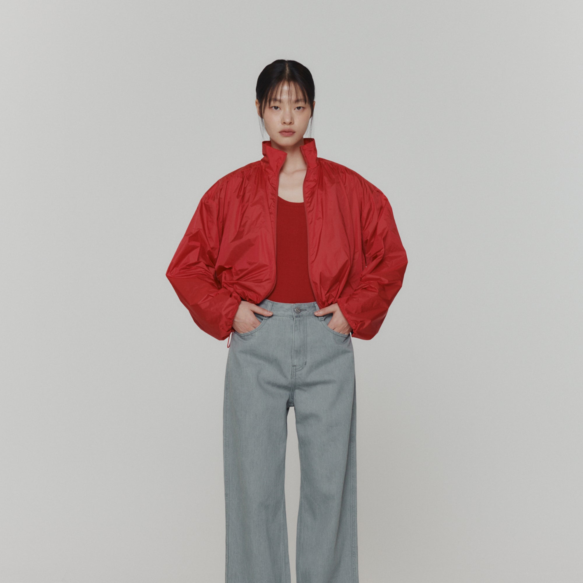 Amomento Womens Volume Crop Blouson
