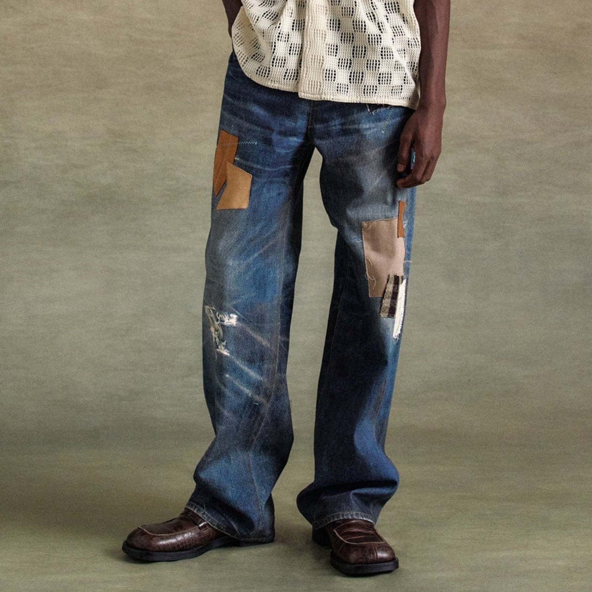 Andersson Bell Mens Patchwork Printed Denim Trompe L'oeil Jeans