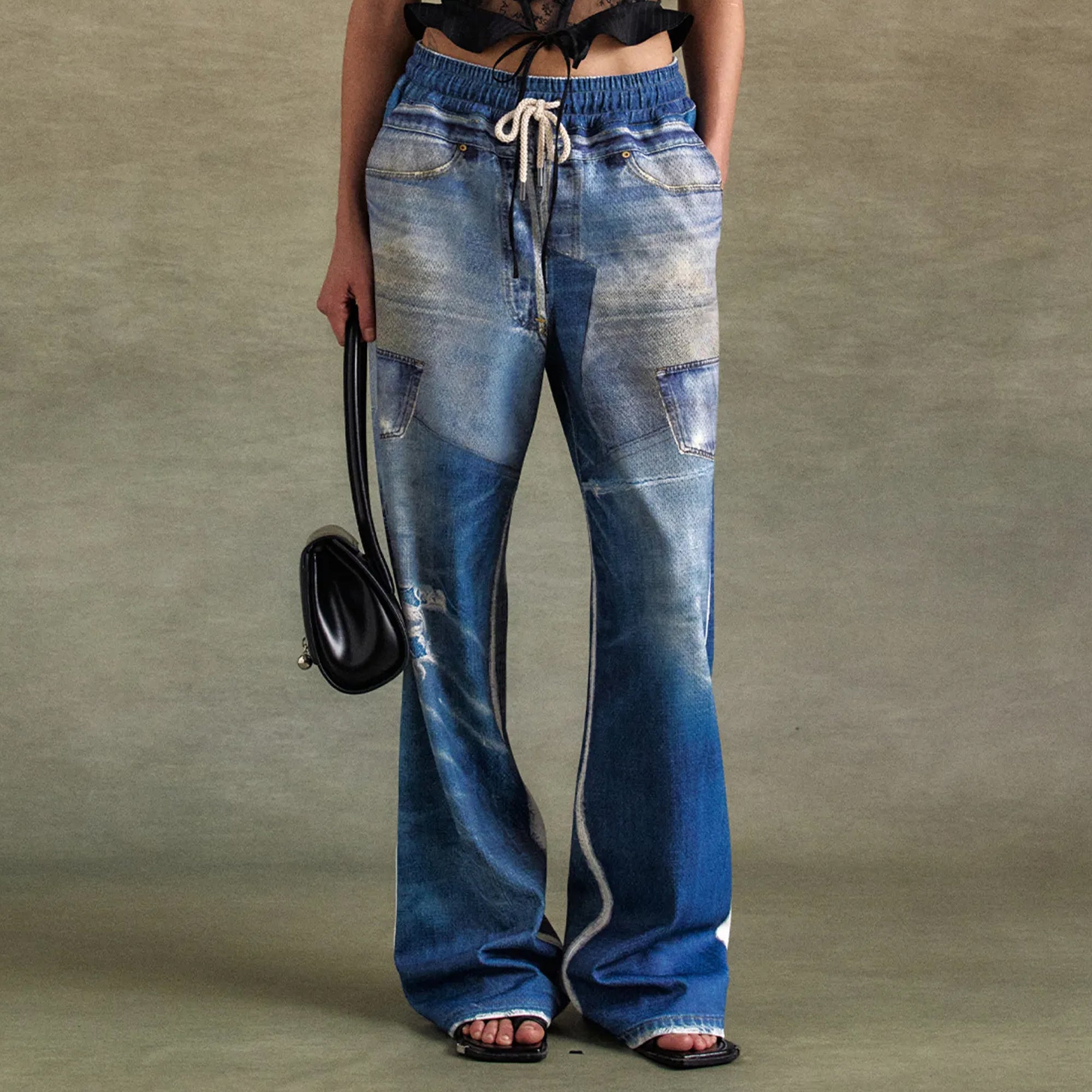 Andersson Bell Mens Denim Trompe L'oeil Mesh Pants