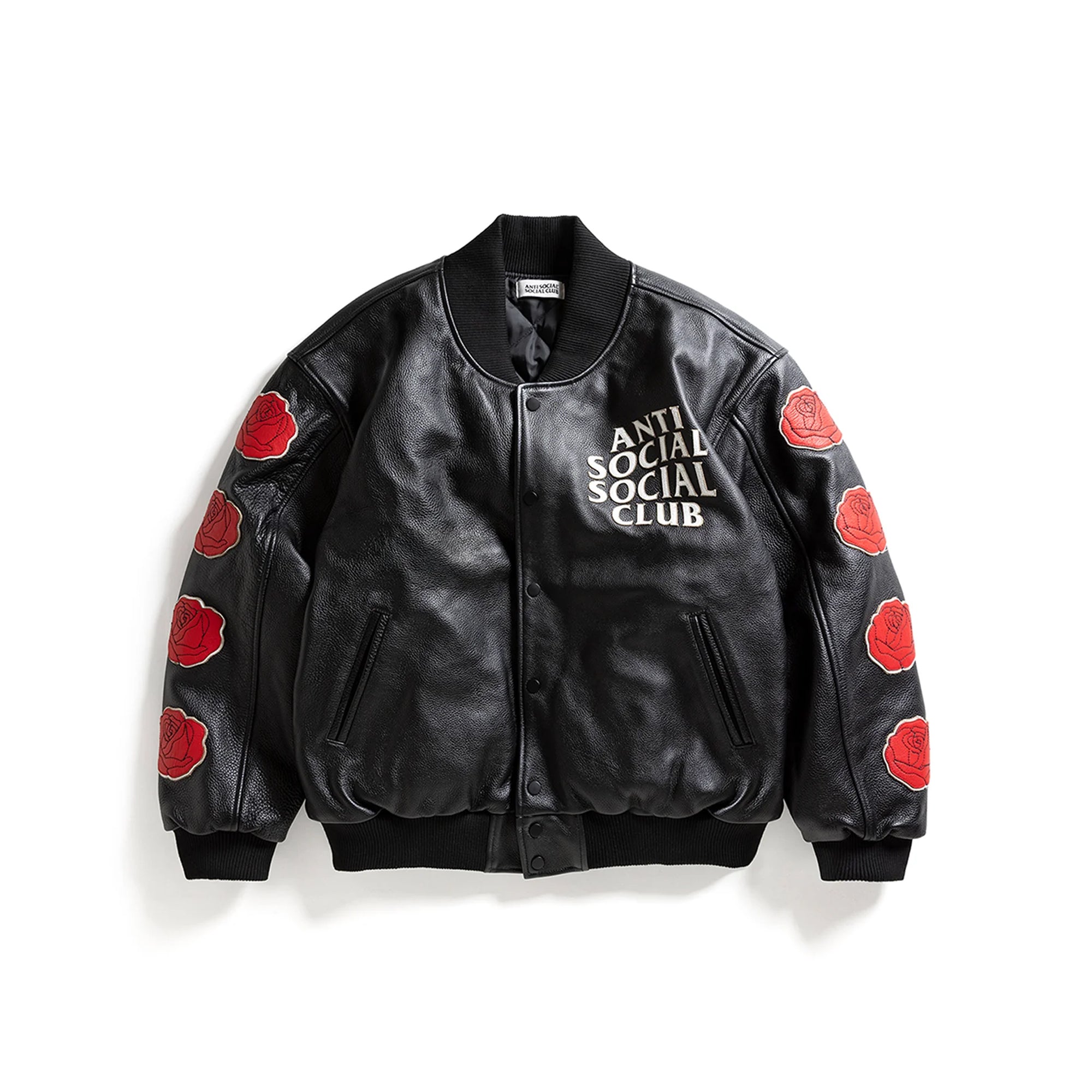 Anti Social Social Club Mens Petal To The Metal Leather Varsity Jacket