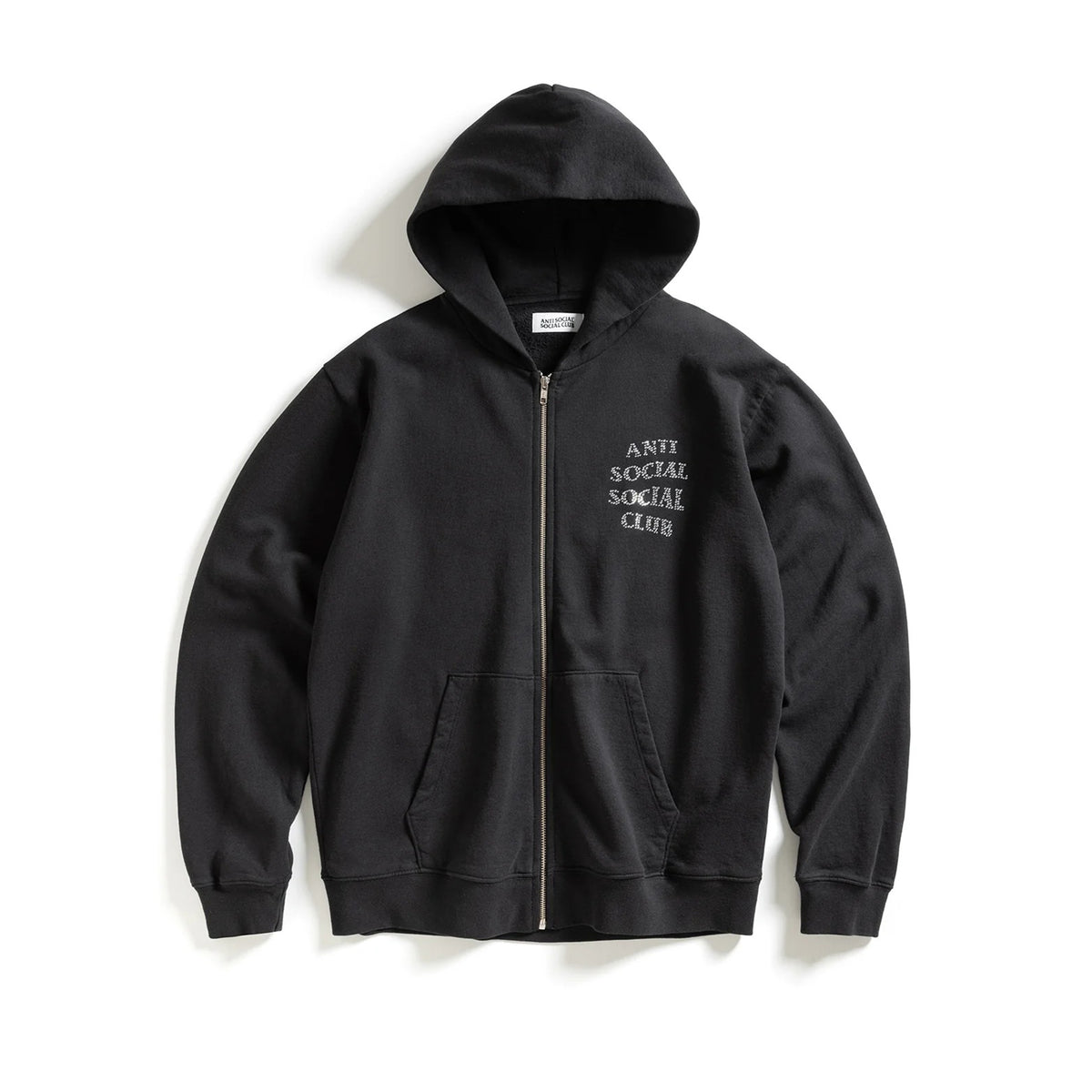 Anti Social Social Club Mens Rhinestone Zip Up Hoodie