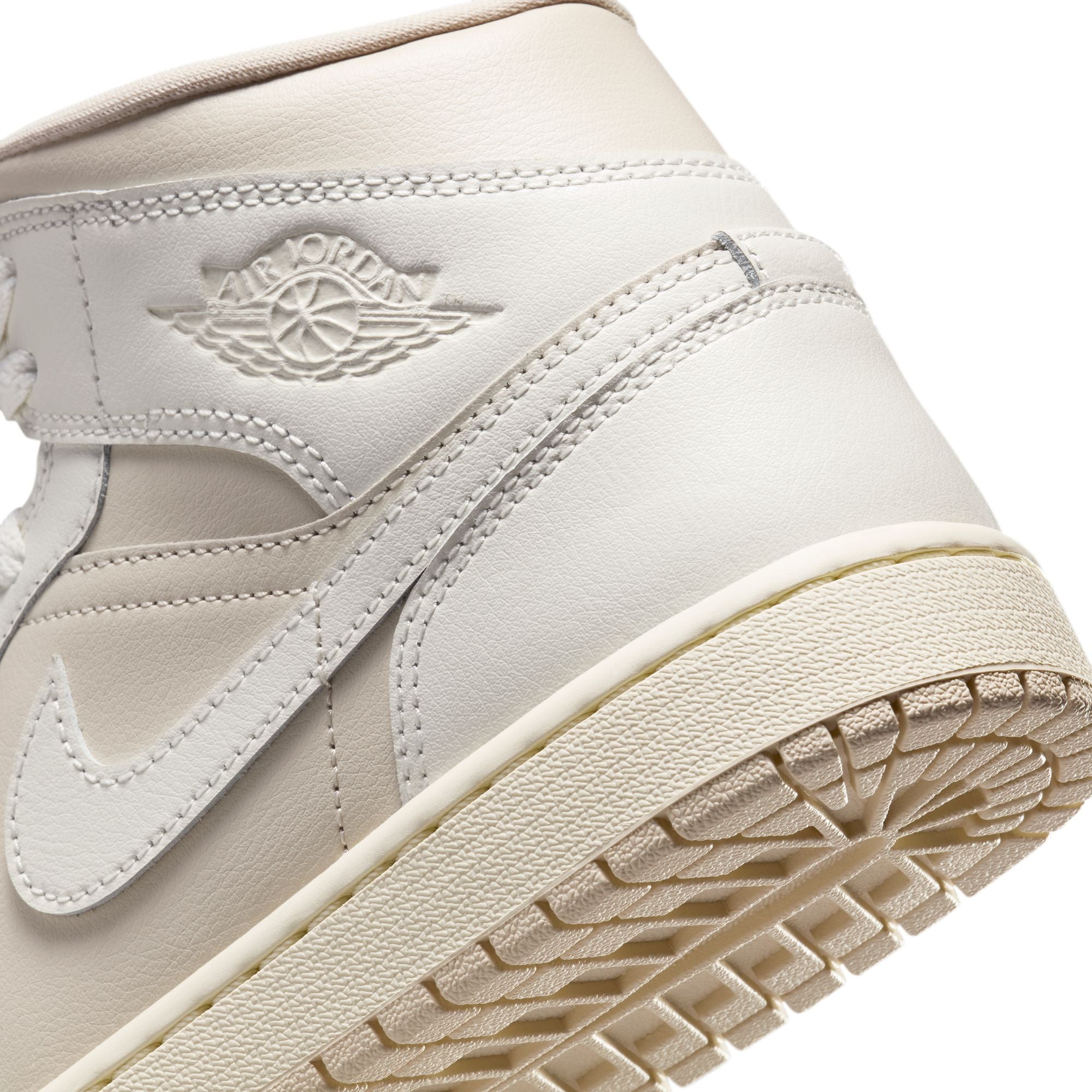 Air Jordan 1 Womens Mid "White/Light Tan" Shoes