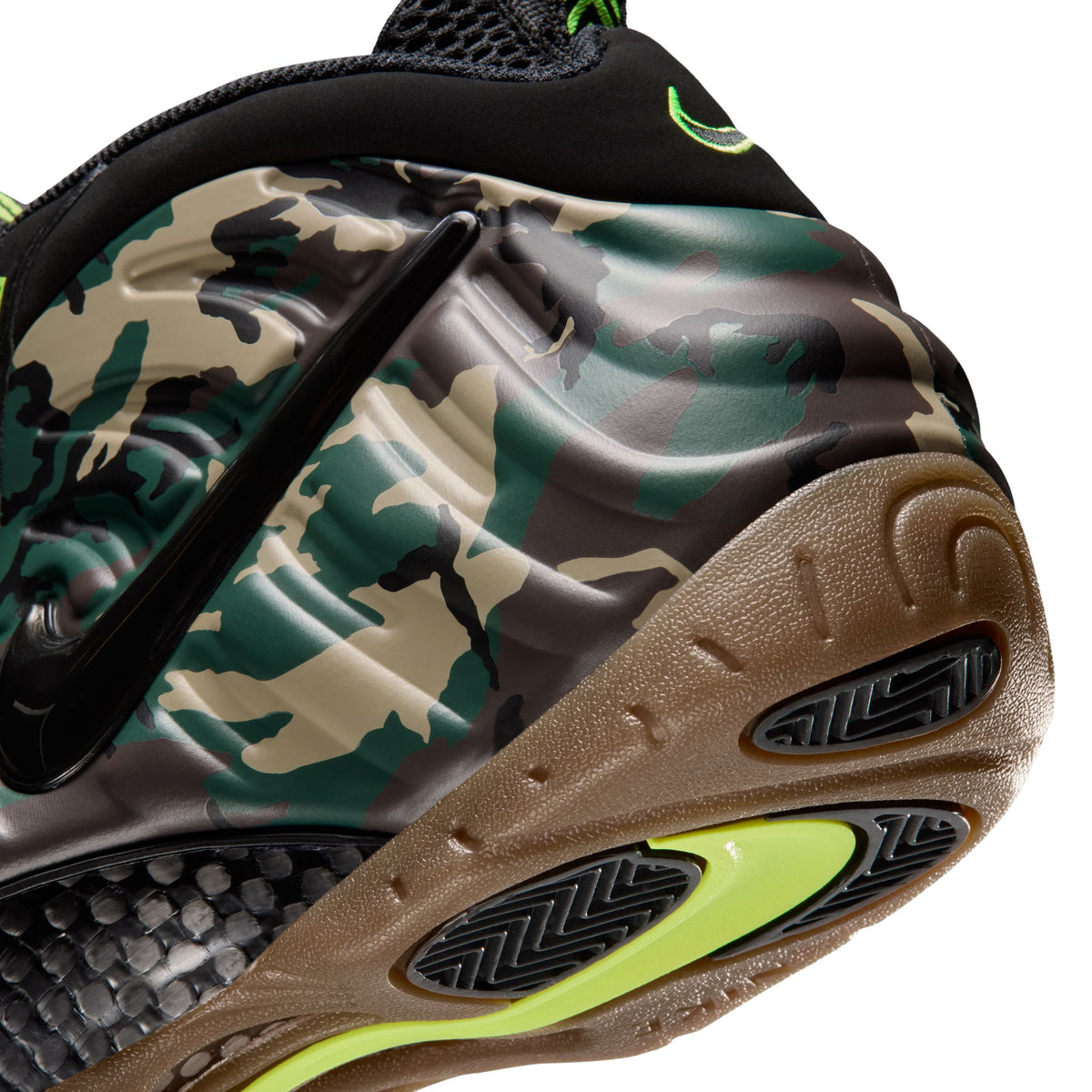 camo black-voltage Green-gum Dark Brown Sneakers on a white background