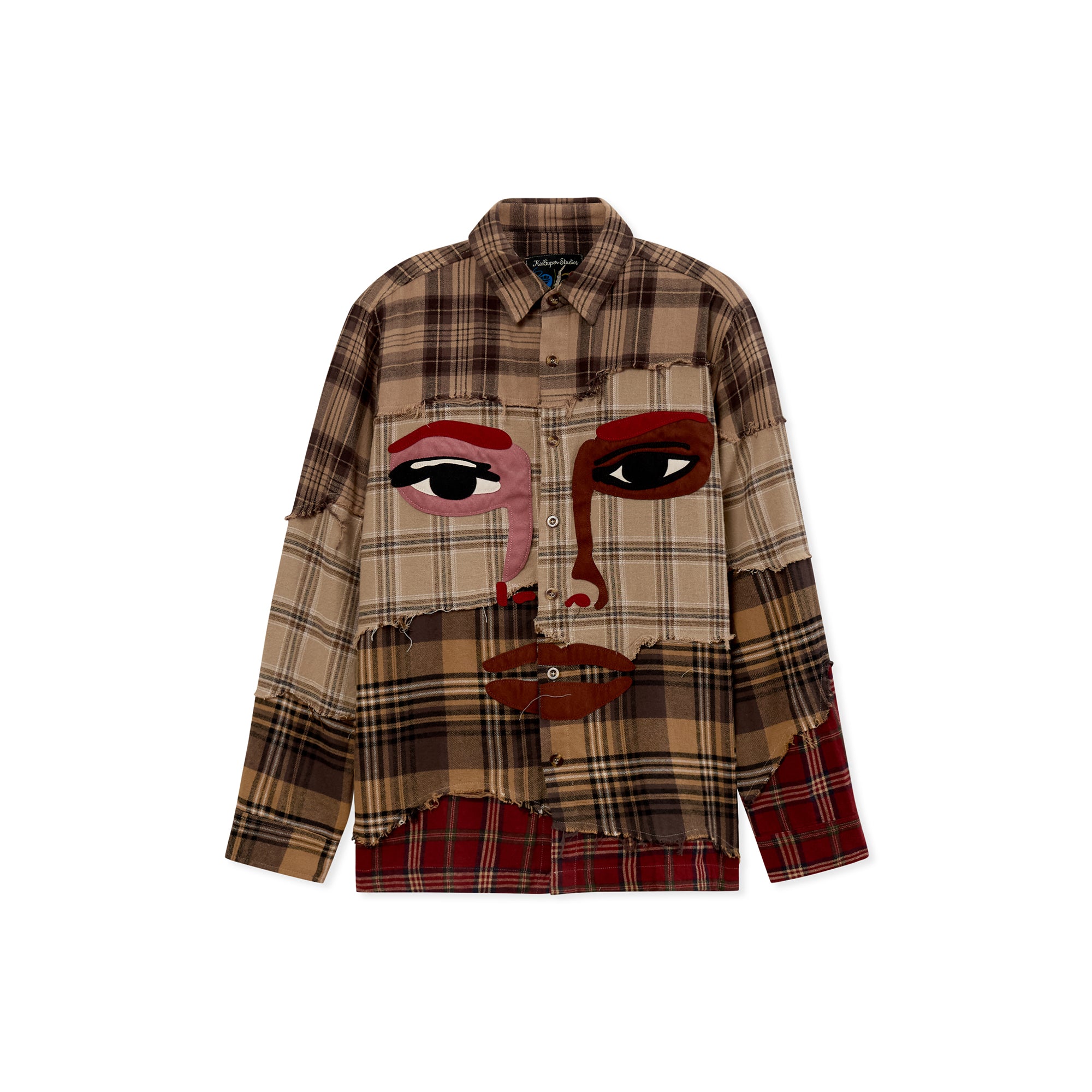 KidSuper Mens Face Patchworked Flannel