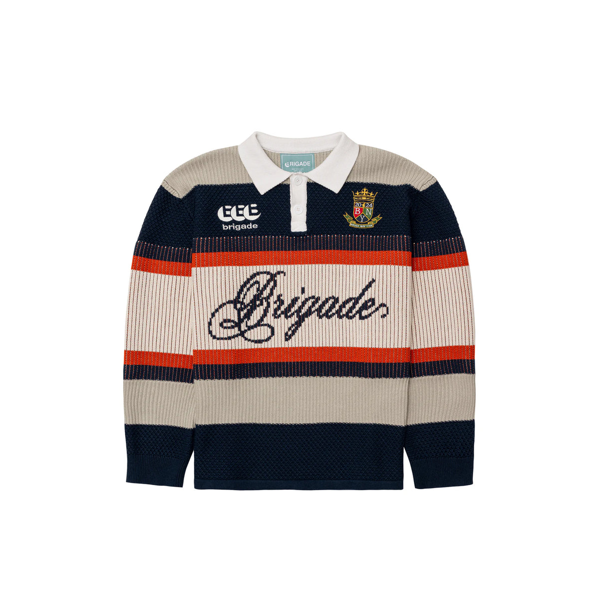 Brigade Mens Knitted Long Sleeve Rugby Shirt