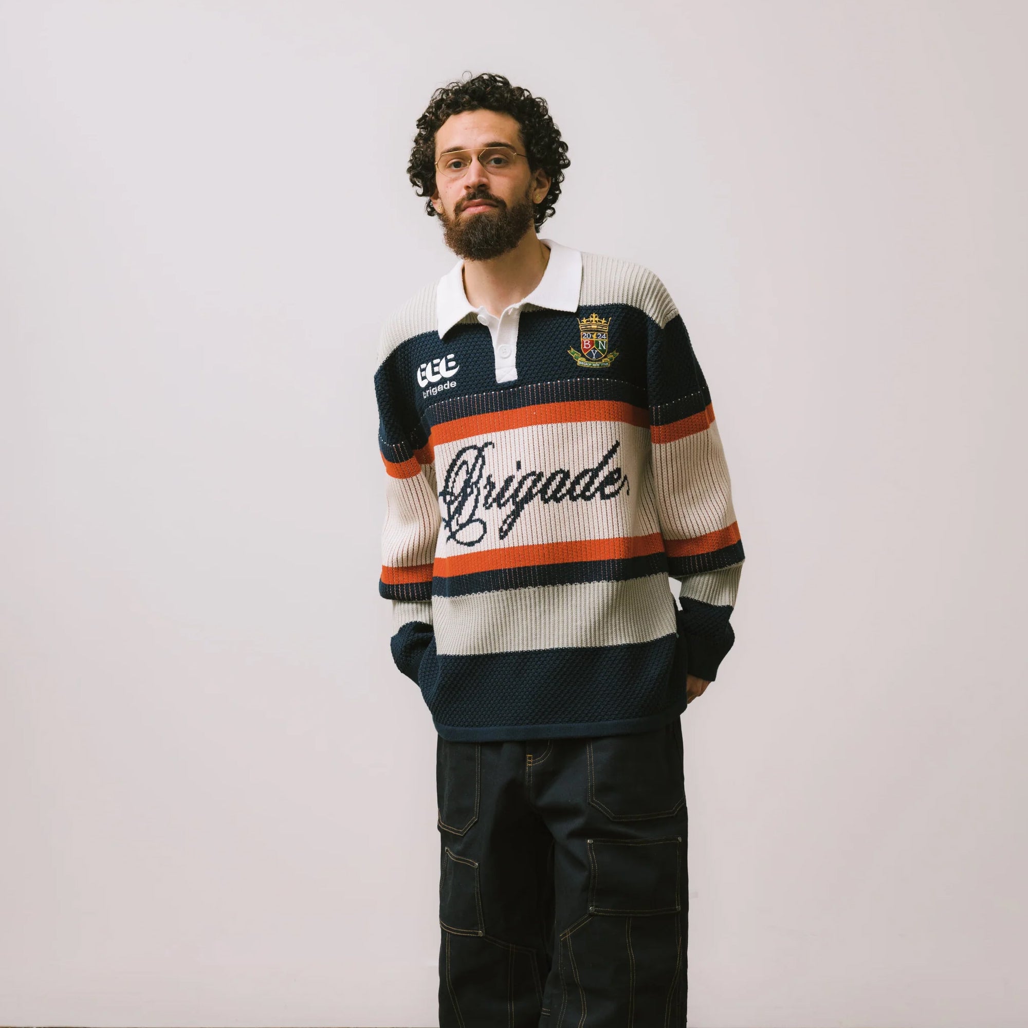 Brigade Mens Knitted Long Sleeve Rugby Shirt