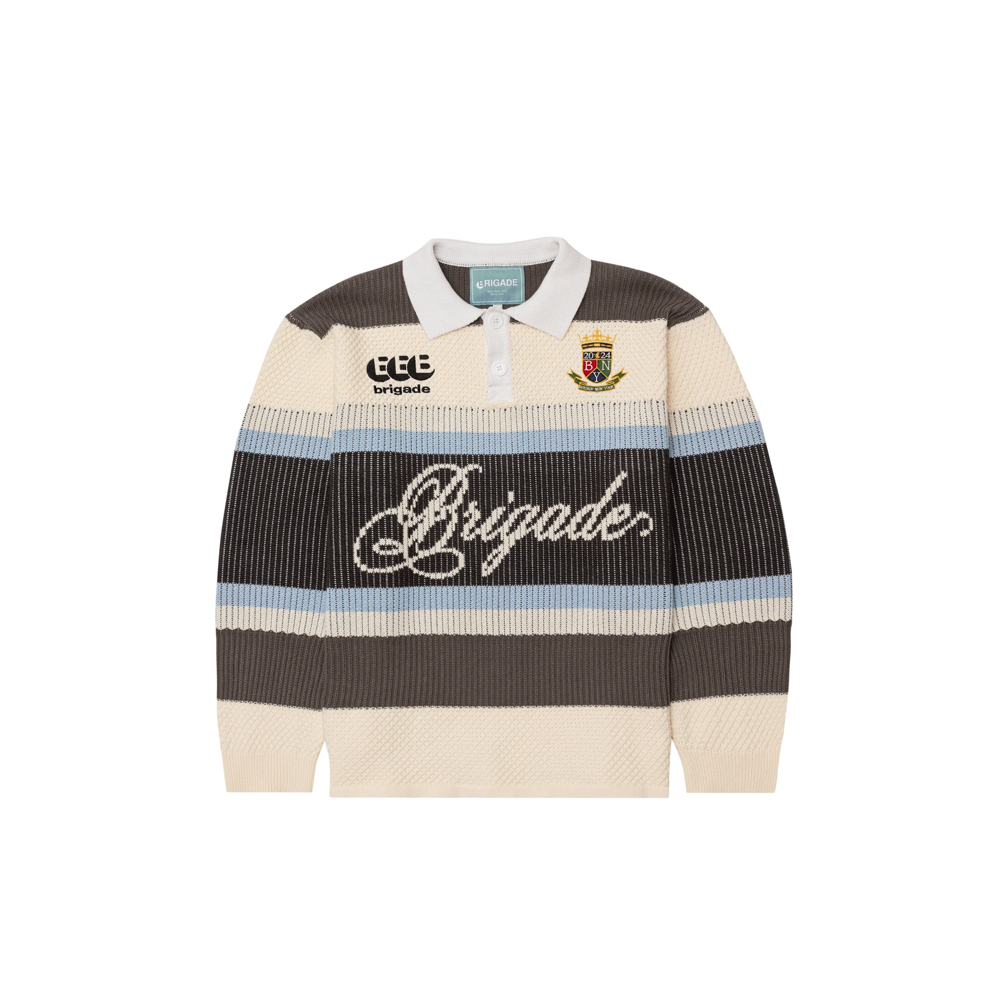Brigade Mens Knitted Long Sleeve Rugby Shirt
