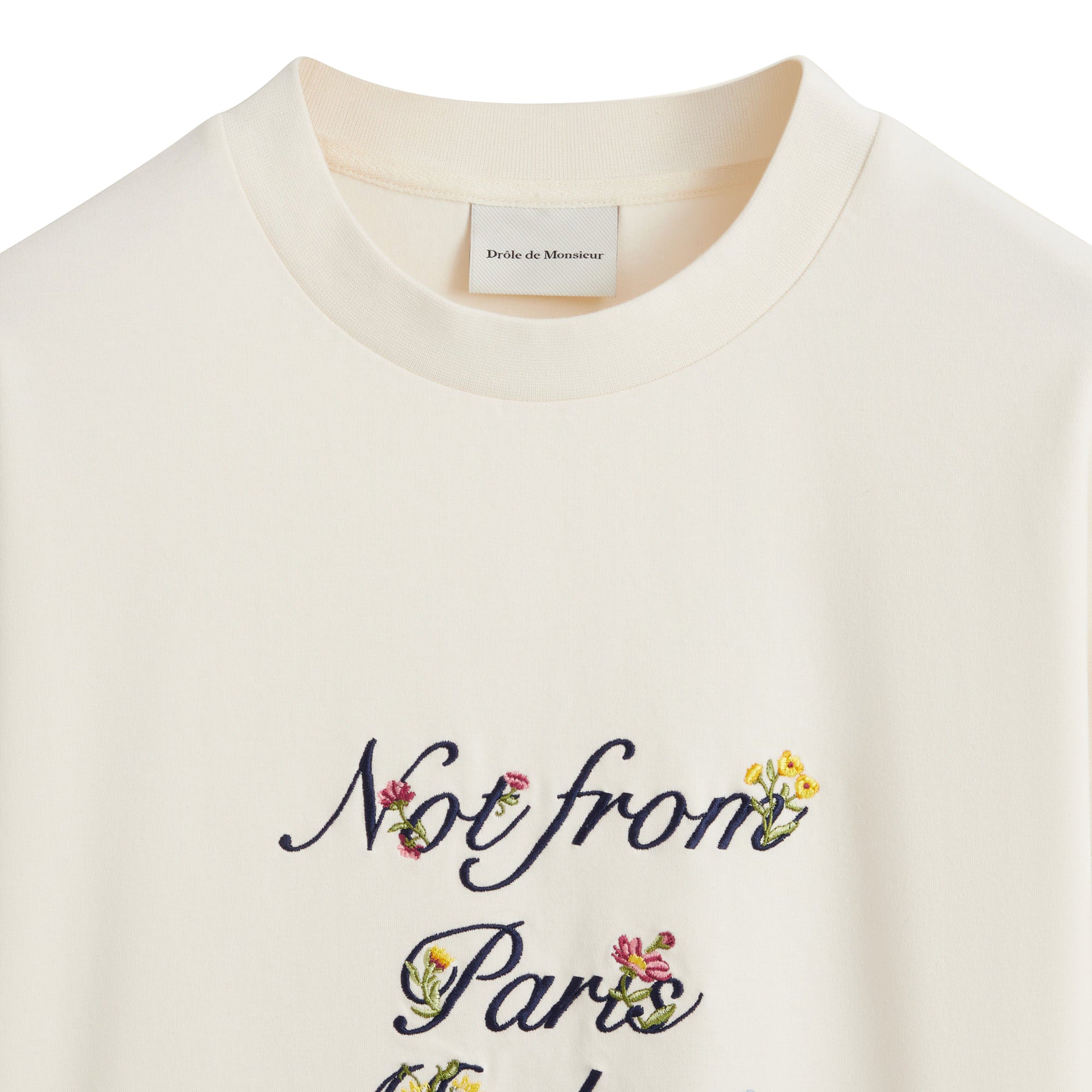 Drole de Monsieur Mens Le T-shirt Slogan a Fleurs