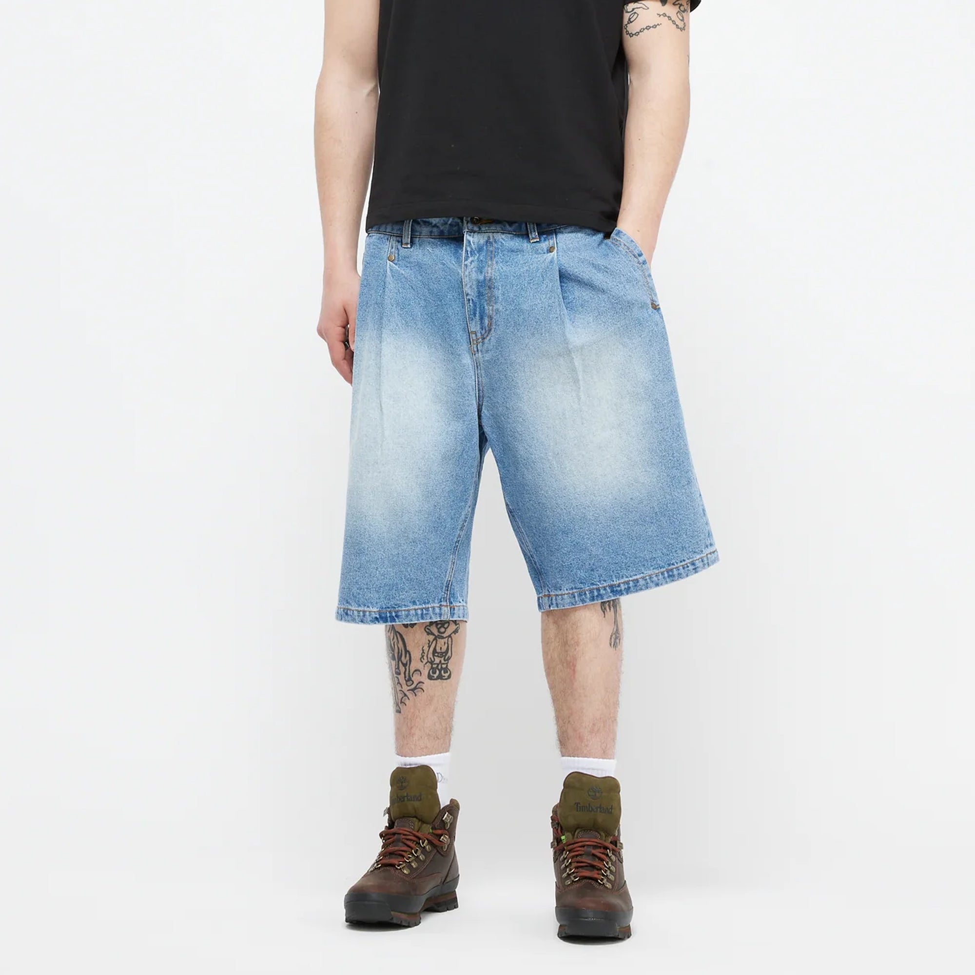 Dime Mens Pleated Denim Shorts