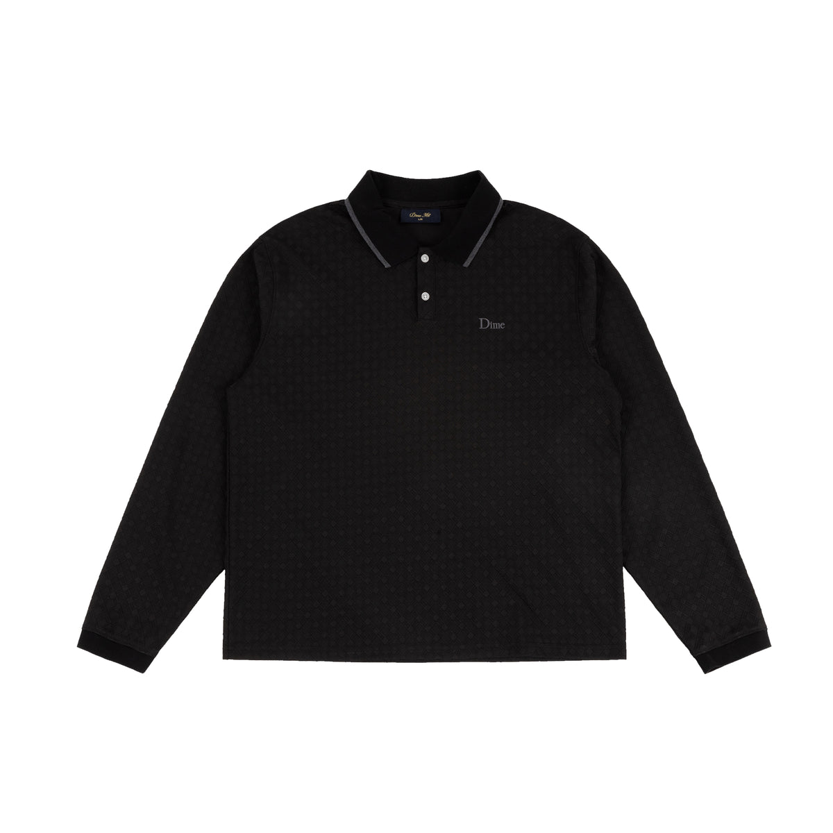 Dime Mens Jacquard Long Sleeve Polo Shirt