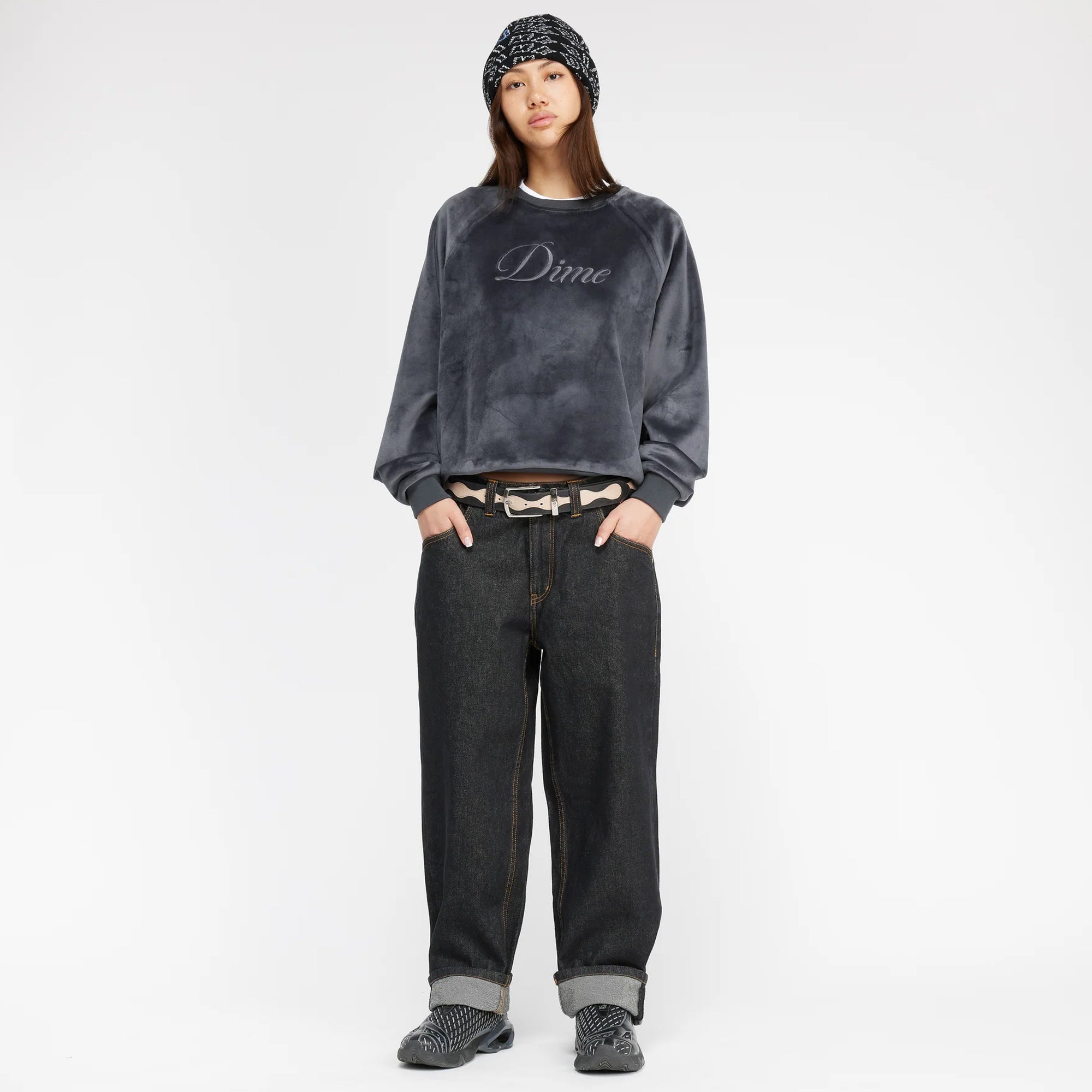 Dime Mens Cursive Velvet Crewneck