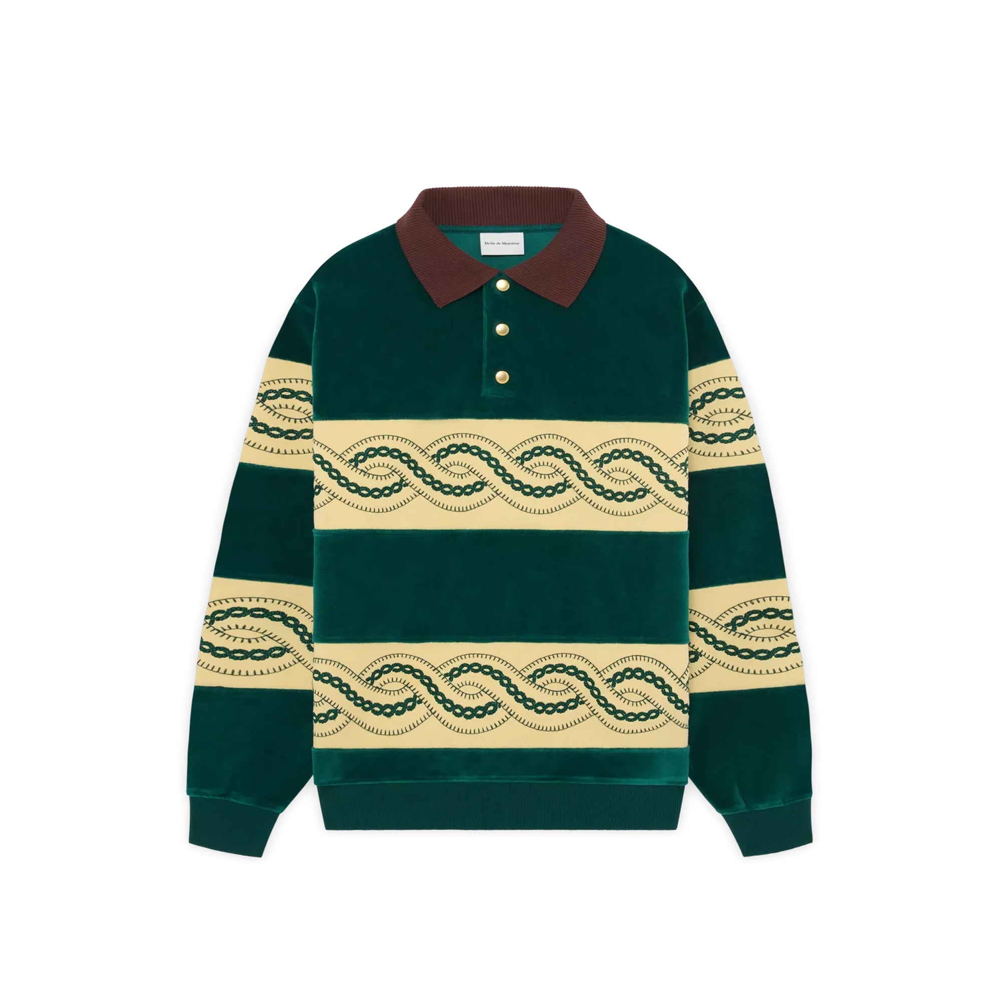 Drole de Monsieur Mens Le Polo Sweat Tresse Shirt