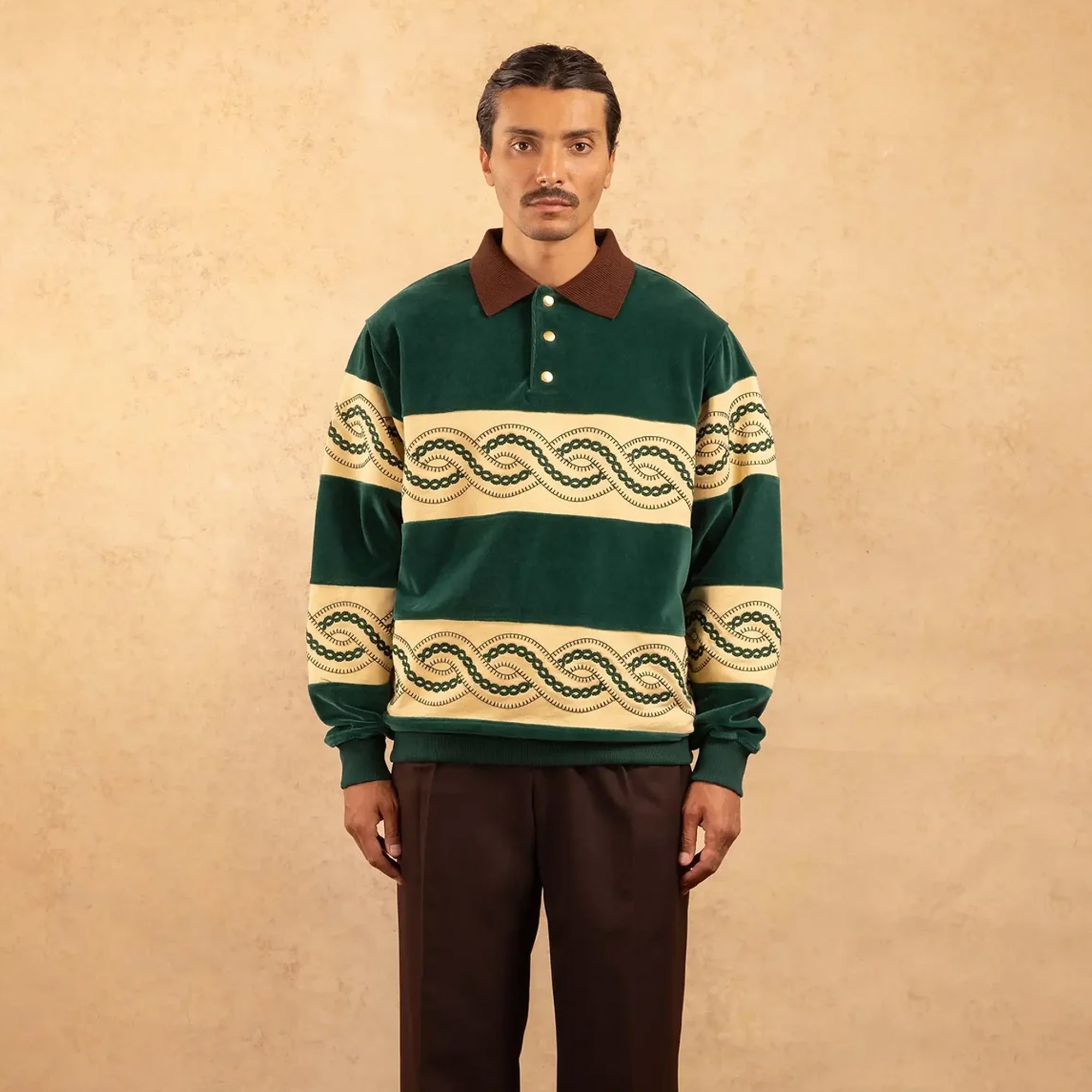 Drole de Monsieur Mens Le Polo Sweat Tresse Shirt