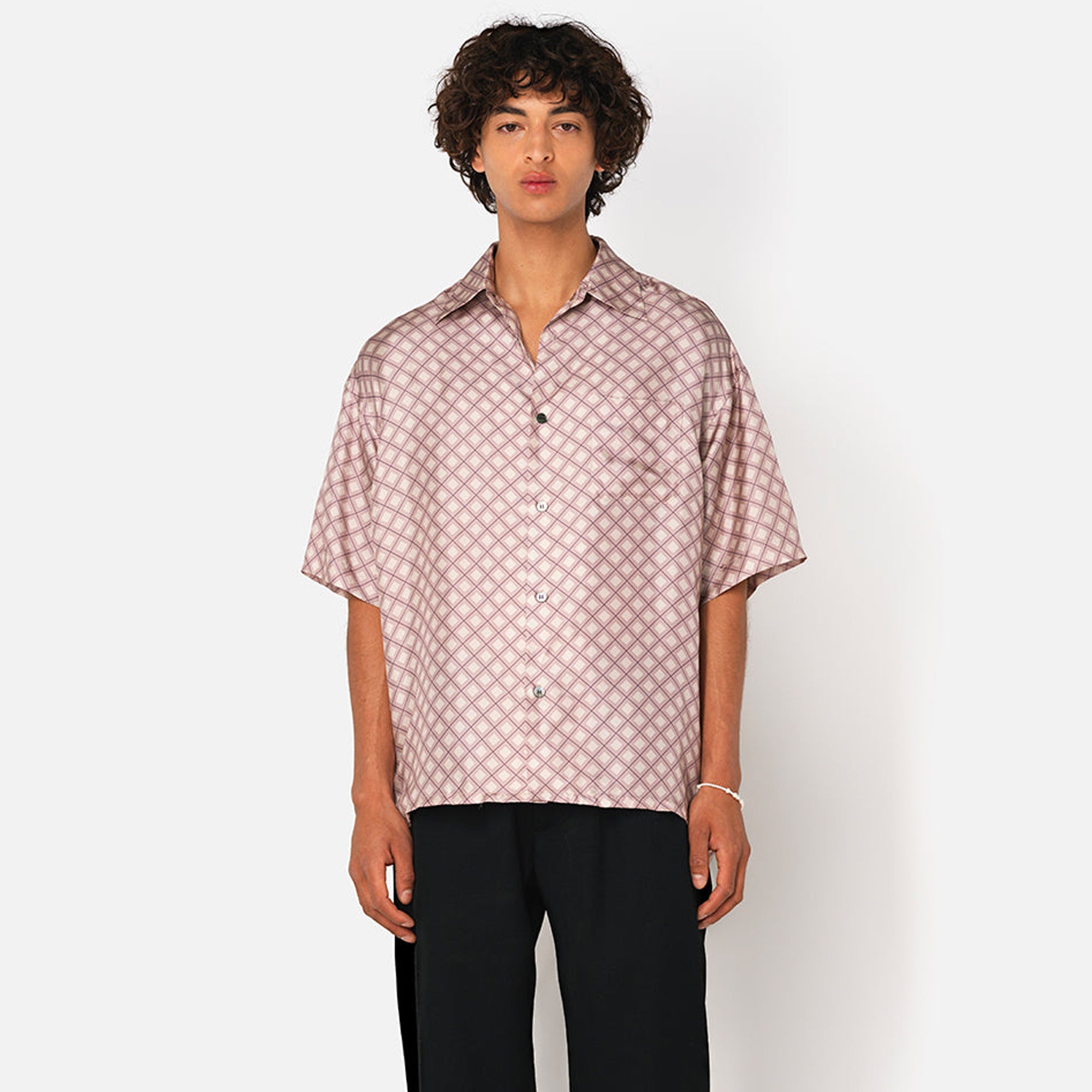 John Elliott Mens Silk SS Button Up Shirt