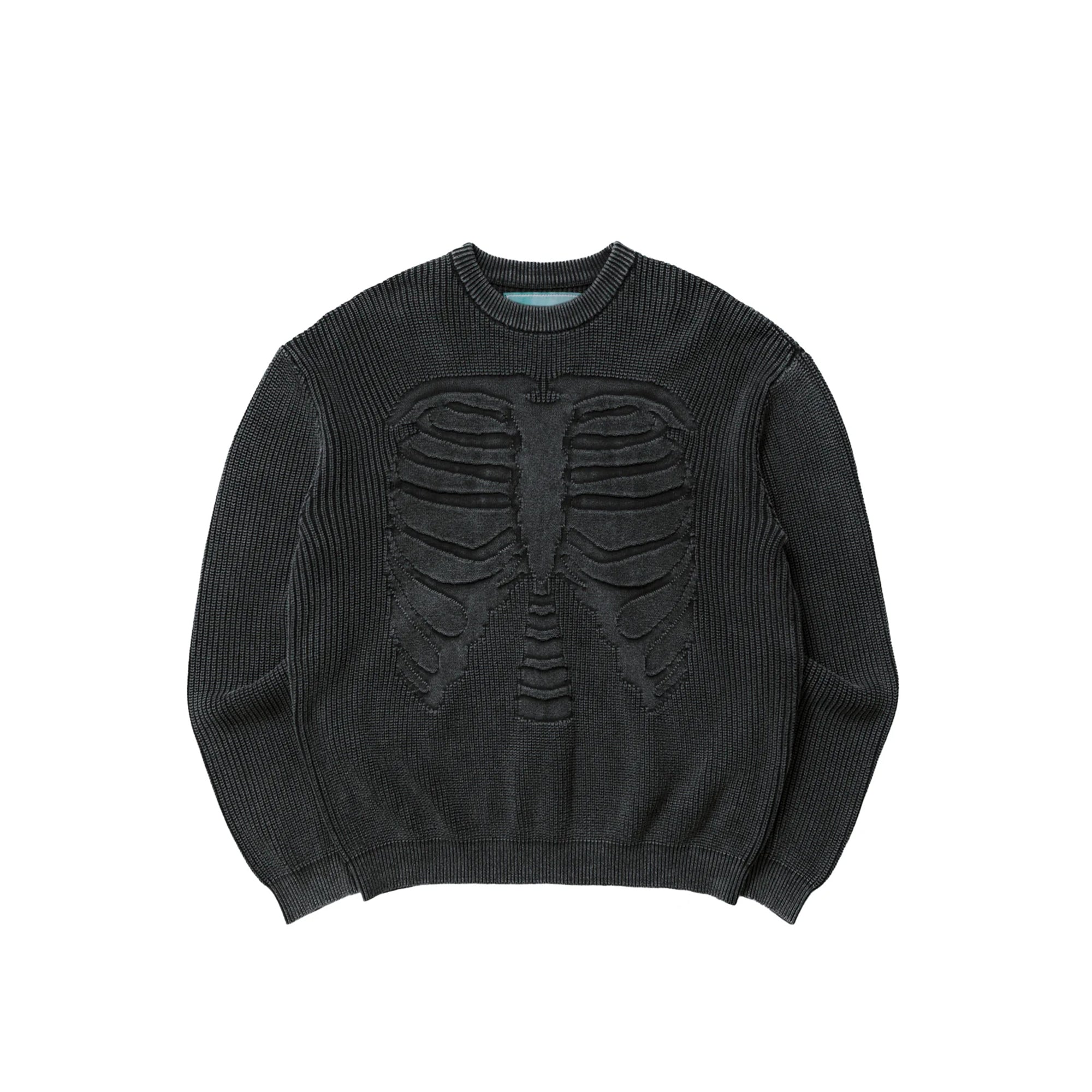 Brigade Mens Acid Wash Bones 3D Knit Sweatshirt