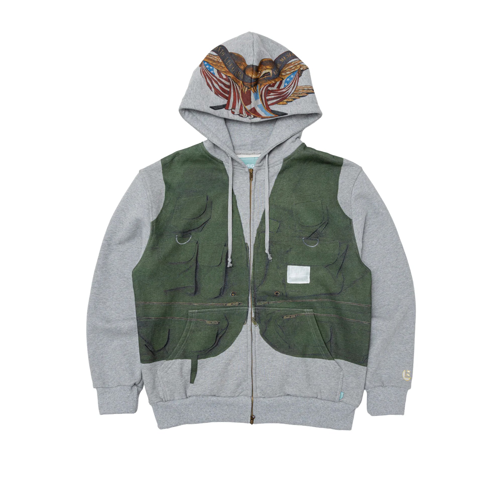 Brigade Mens Tromp-L'Oeil Vest Zip Hoodie