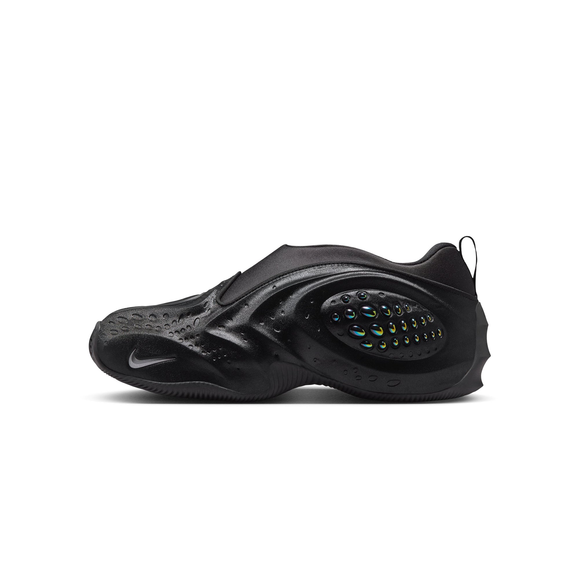 black grey iridescent sneakers on a white background