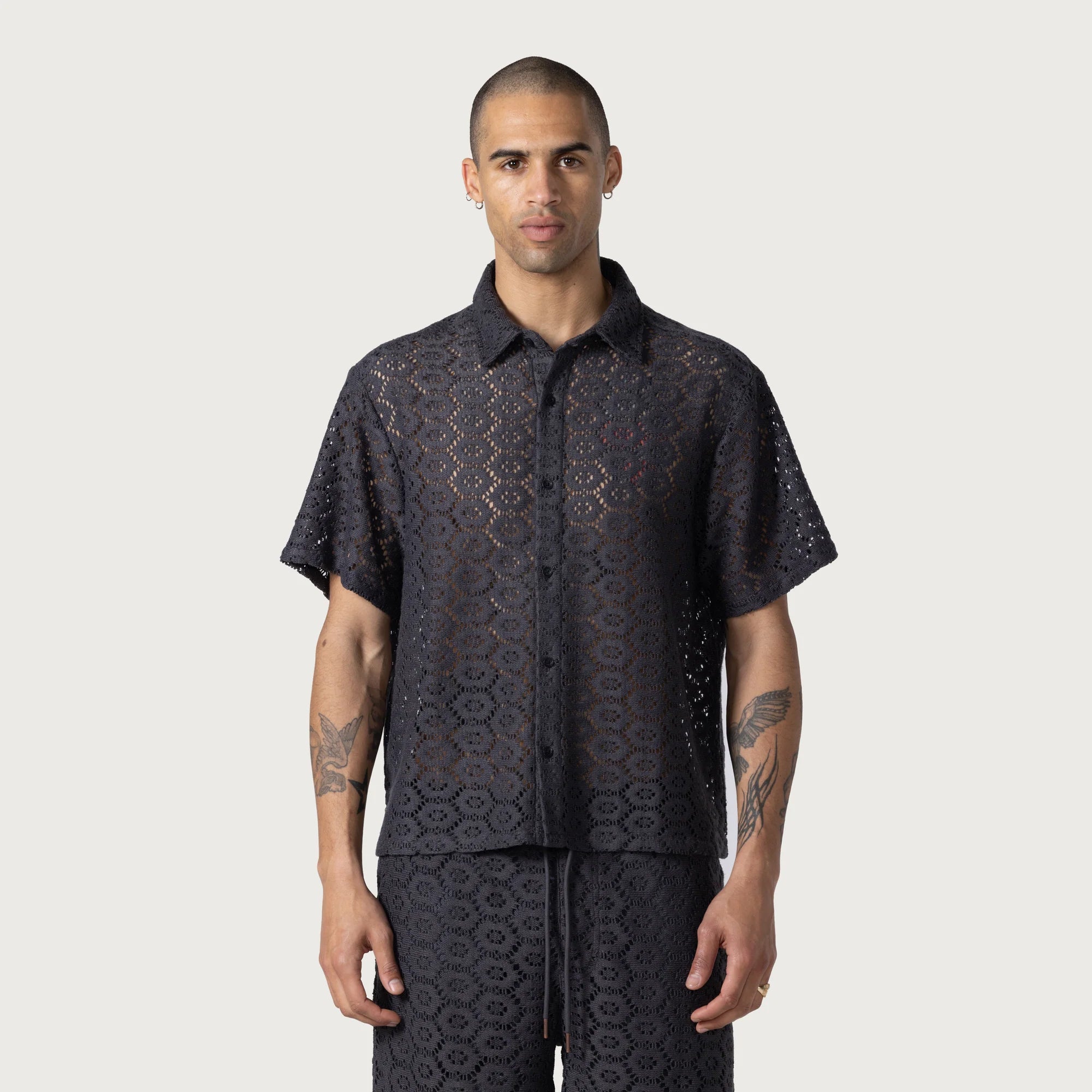 Honor The Gift Mens Crochet Button Up Shirt