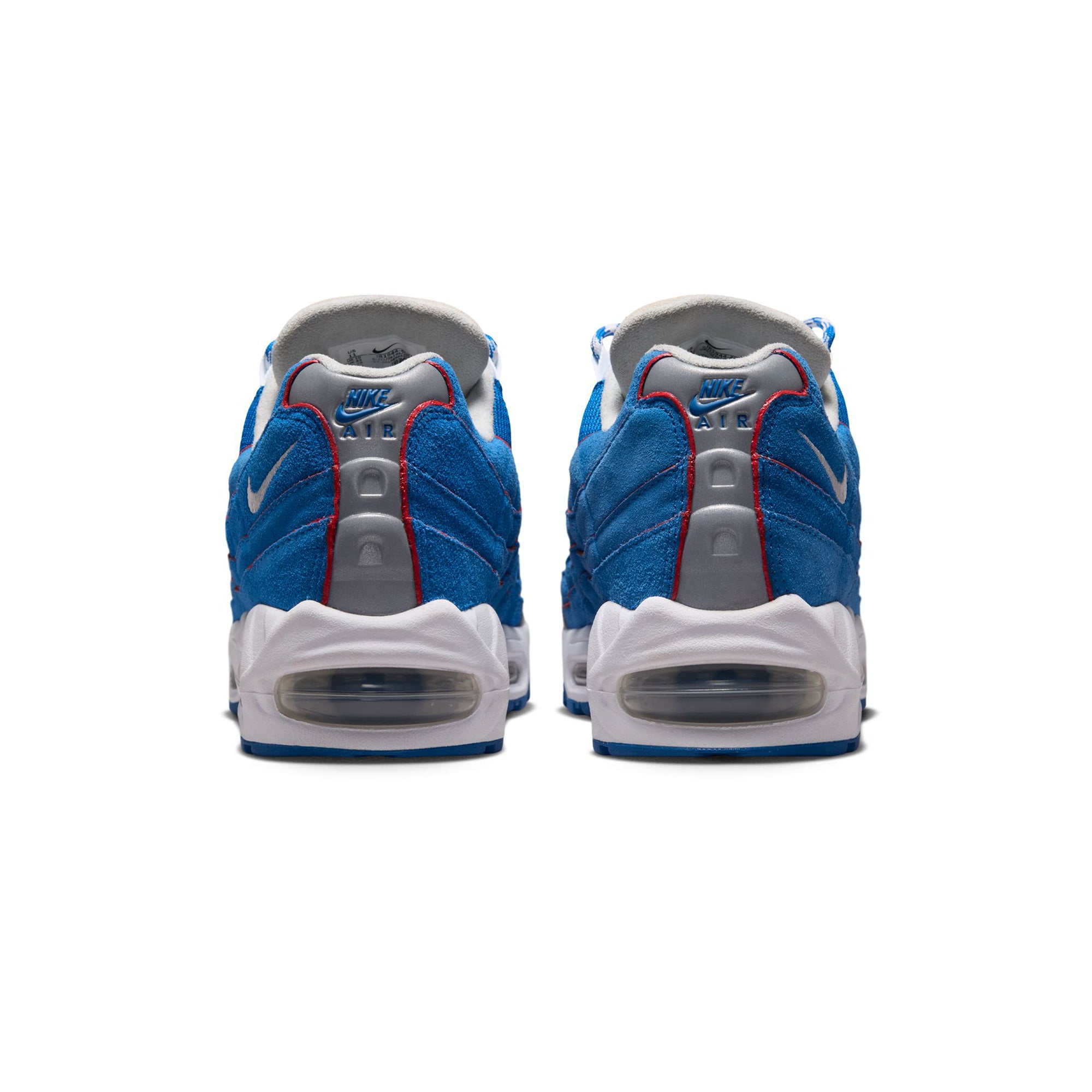 blue white grey red sneakers on a white background