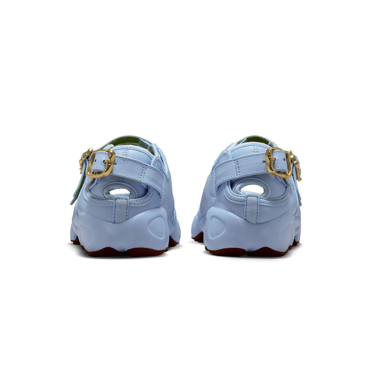 blue brown and gold sneakers on a white background