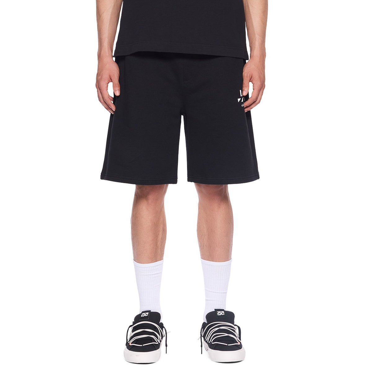 L/AB c/o Off-White™ Mens Diagonal Open Hem Jogger Shorts