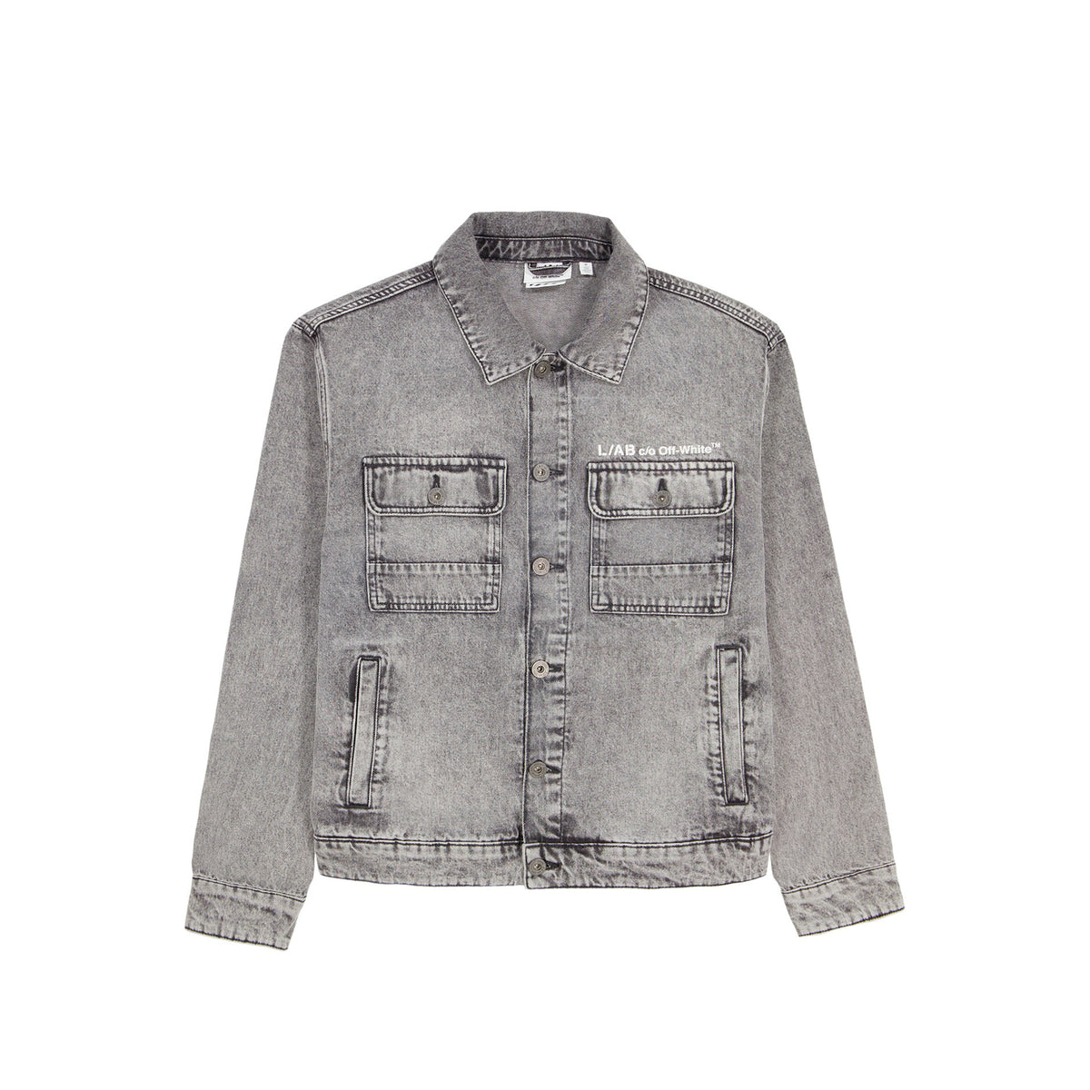 L/AB c/o Off-White™ Mens Zip Trucker Denim Jacket