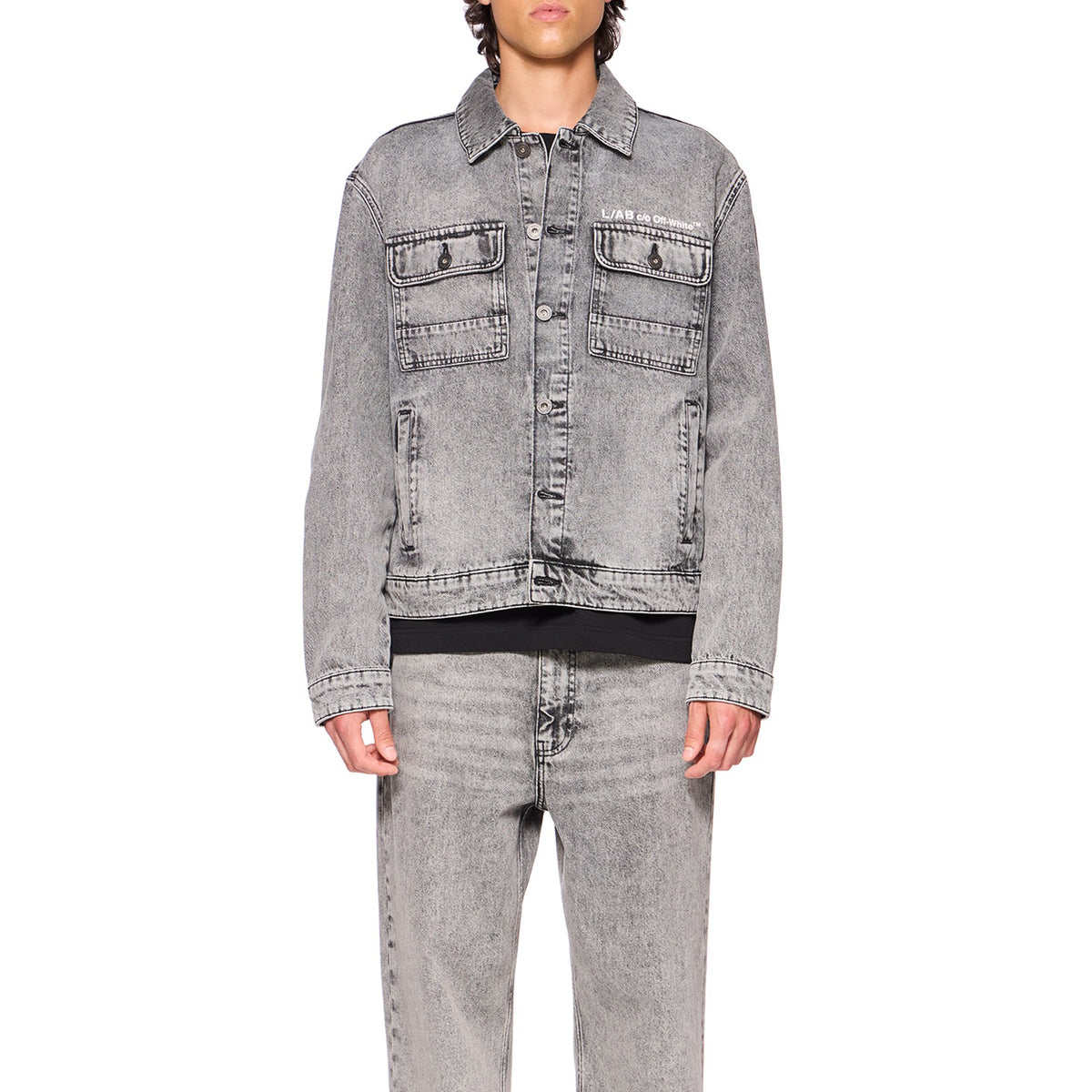 L/AB c/o Off-White™ Mens Zip Trucker Denim Jacket