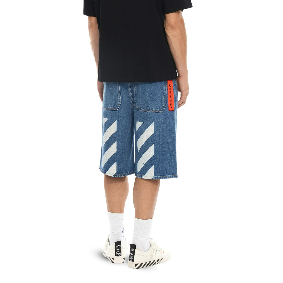 L/AB c/o Off-White™ Mens Diagonal Denim Shorts