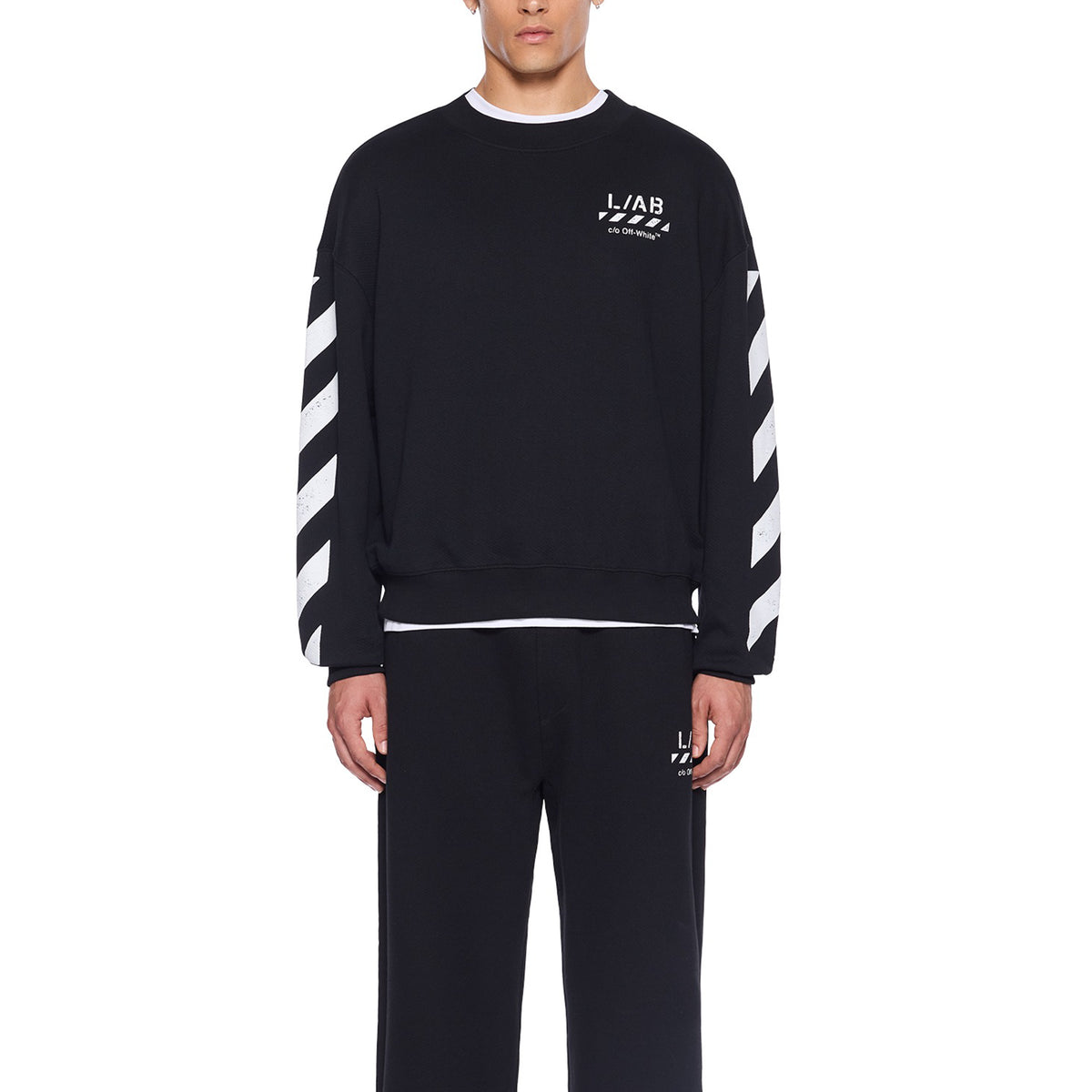 L/AB c/o Off-White™ Mens Diagonal Crewneck Sweatshirt