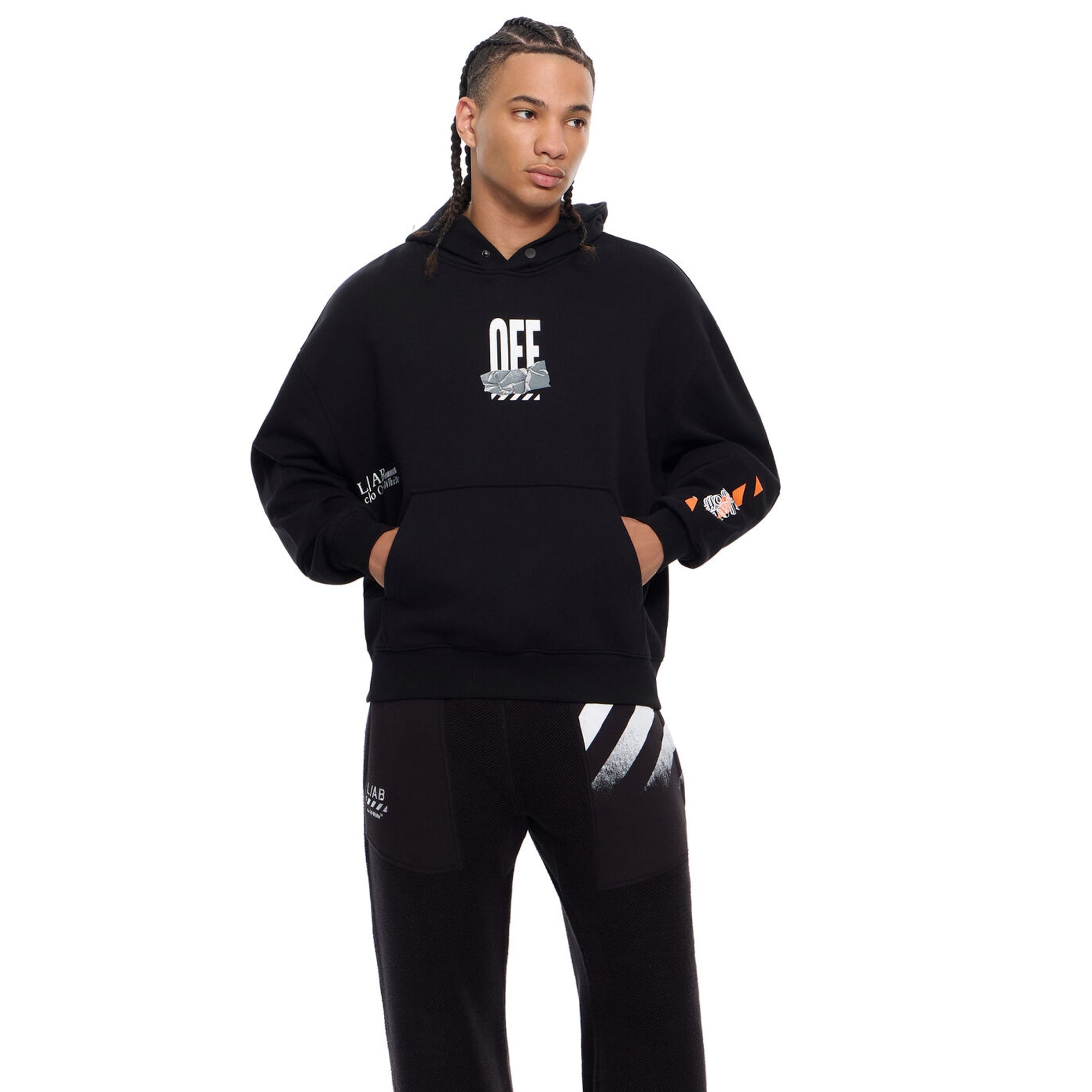 Off-White Mens Off Active Duct Tape Hoodies