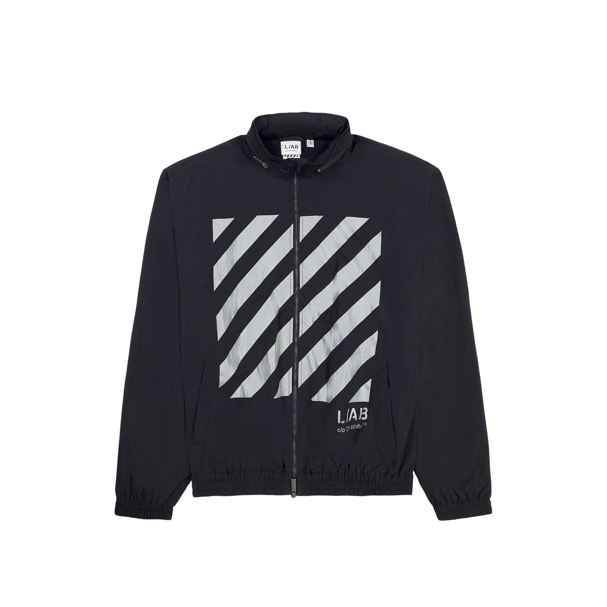 L/AB c/o Off-White™ Mens Reflective Diagonal Windbreaker Jacket