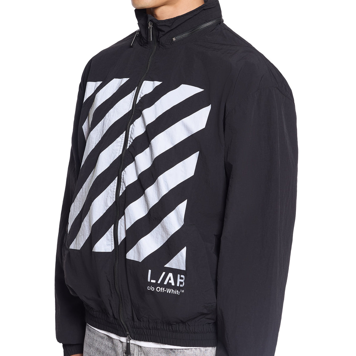 L/AB c/o Off-White™ Mens Reflective Diagonal Windbreaker Jacket