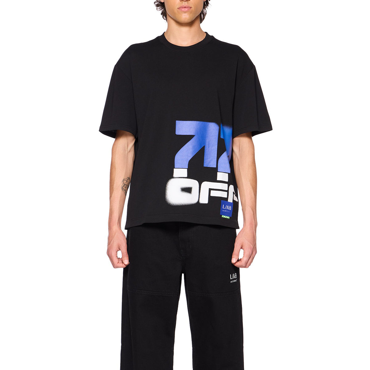 L/AB c/o Off-White™ Mens Off Stacked  Tee