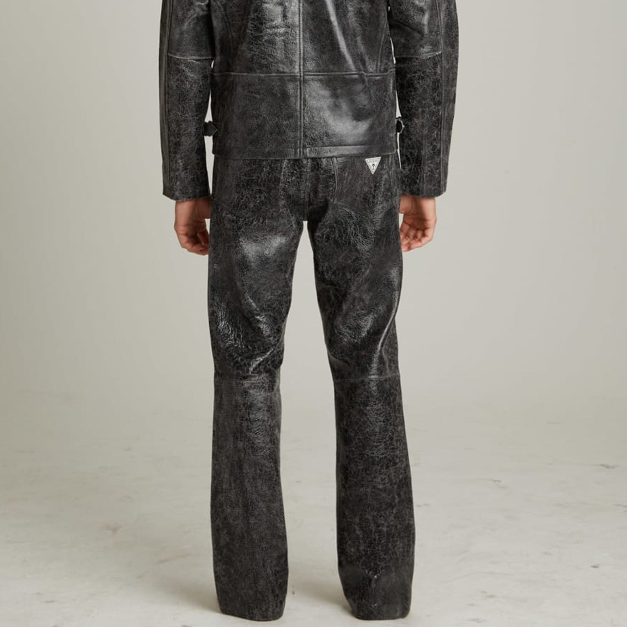 Guess USA Mens Crackle Leather Flare Pants