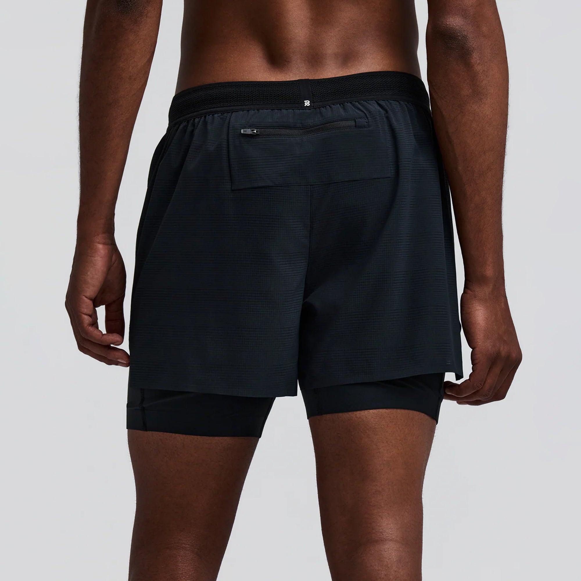person wearing black shorts on a white background