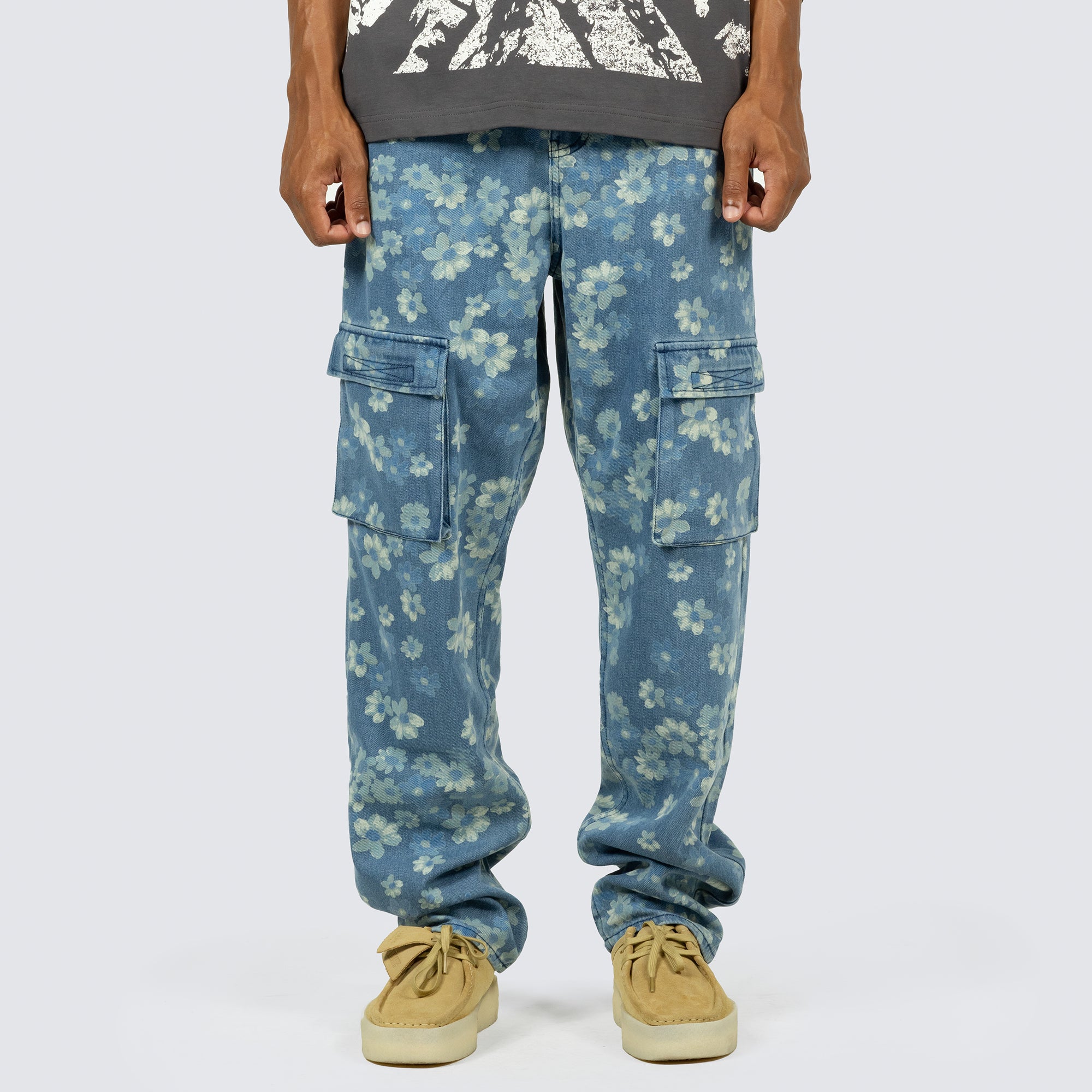 Pleasures Mens Garden Denim Cargo Pants