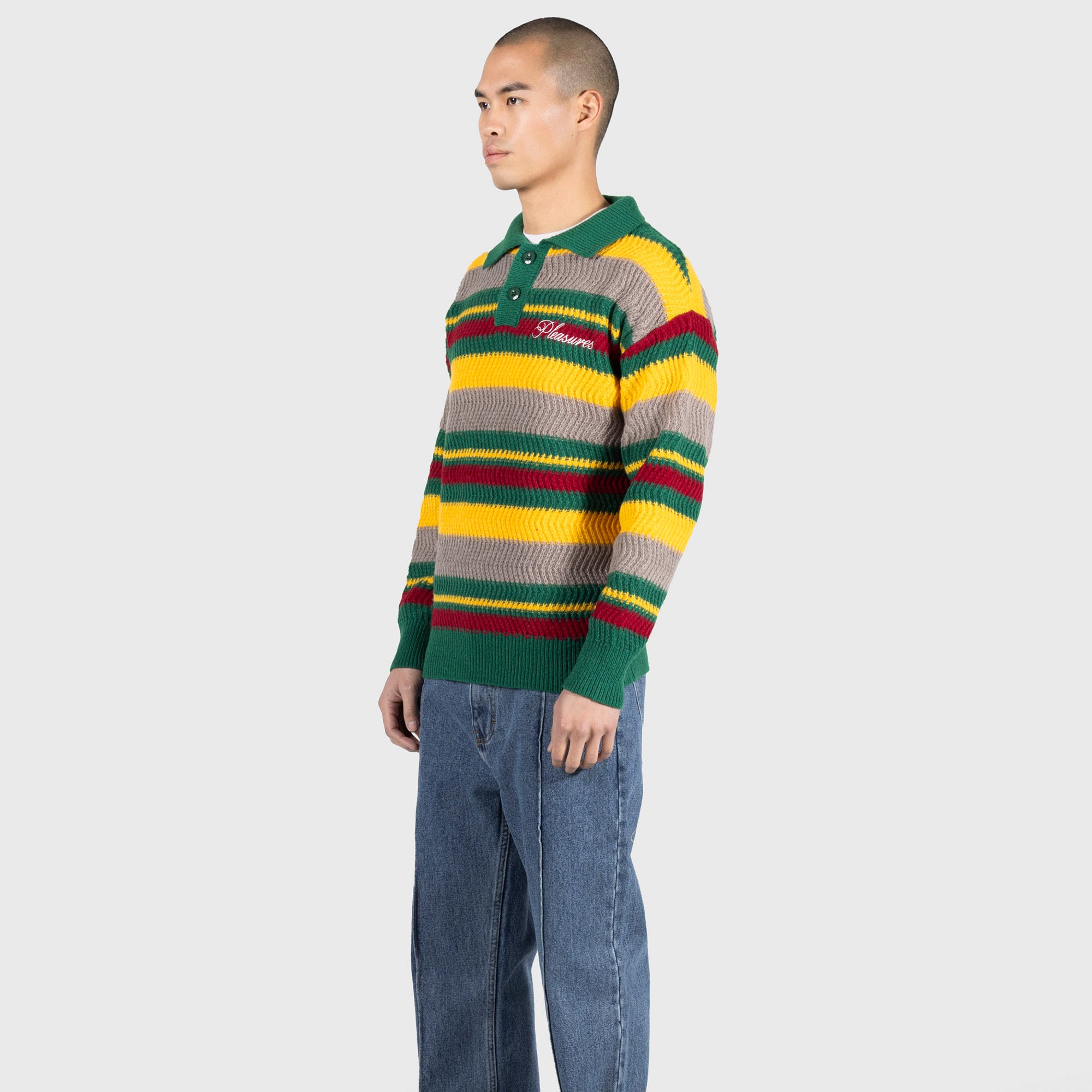 Pleasures Mens Cooper Polo Sweater