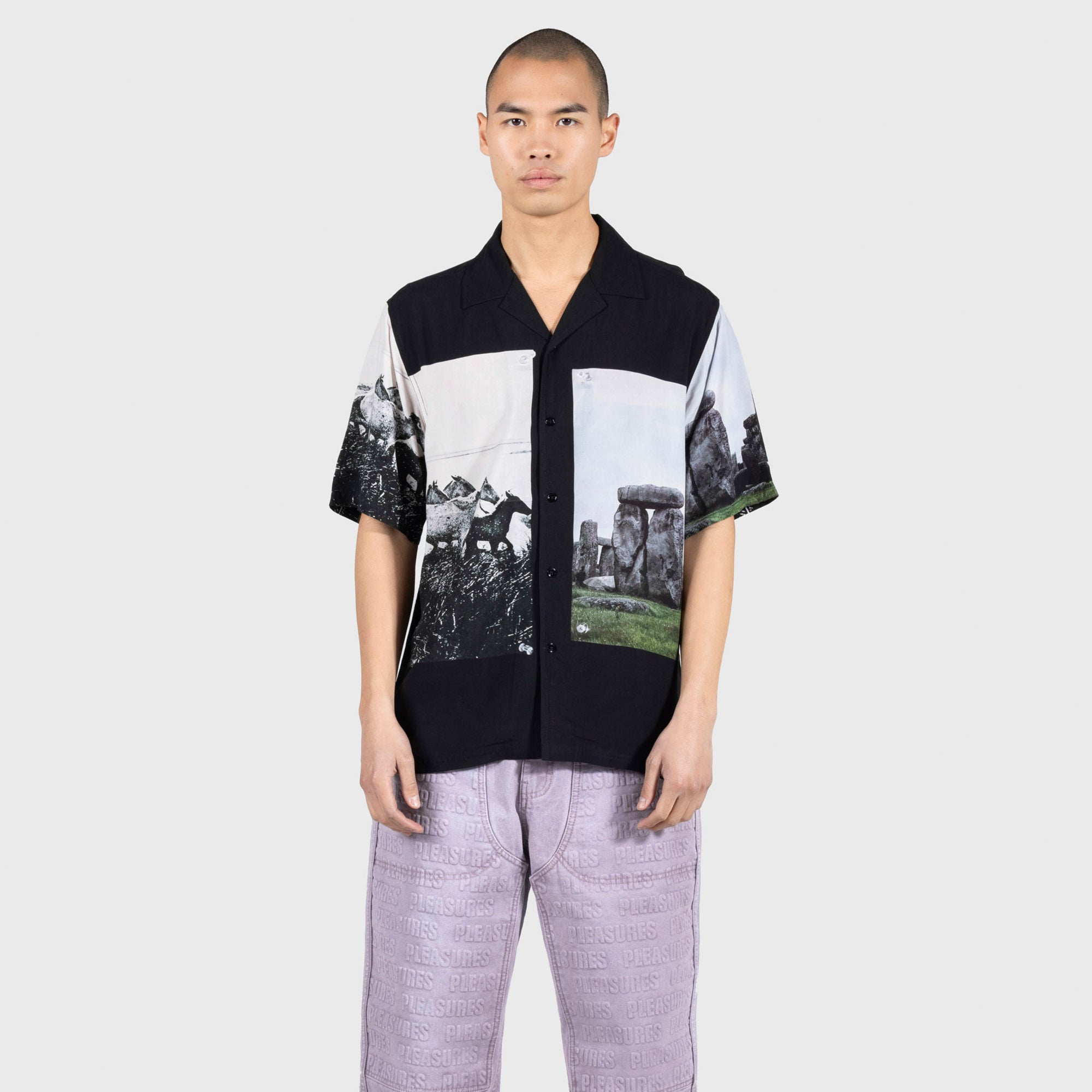 Pleasures Mens Stone Horse Button Down