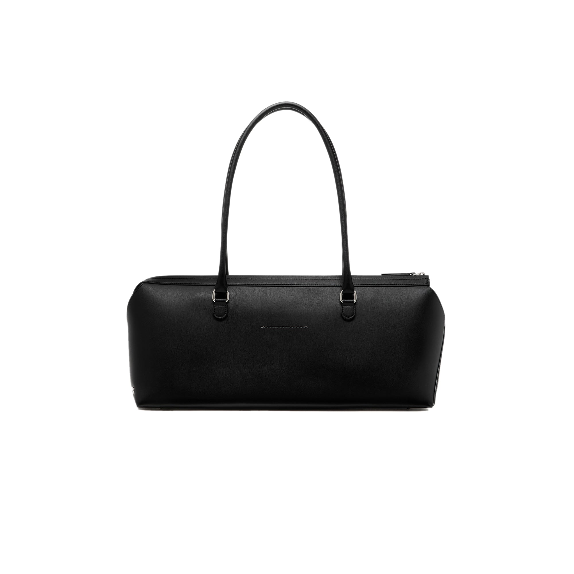 black leather bag on a white background