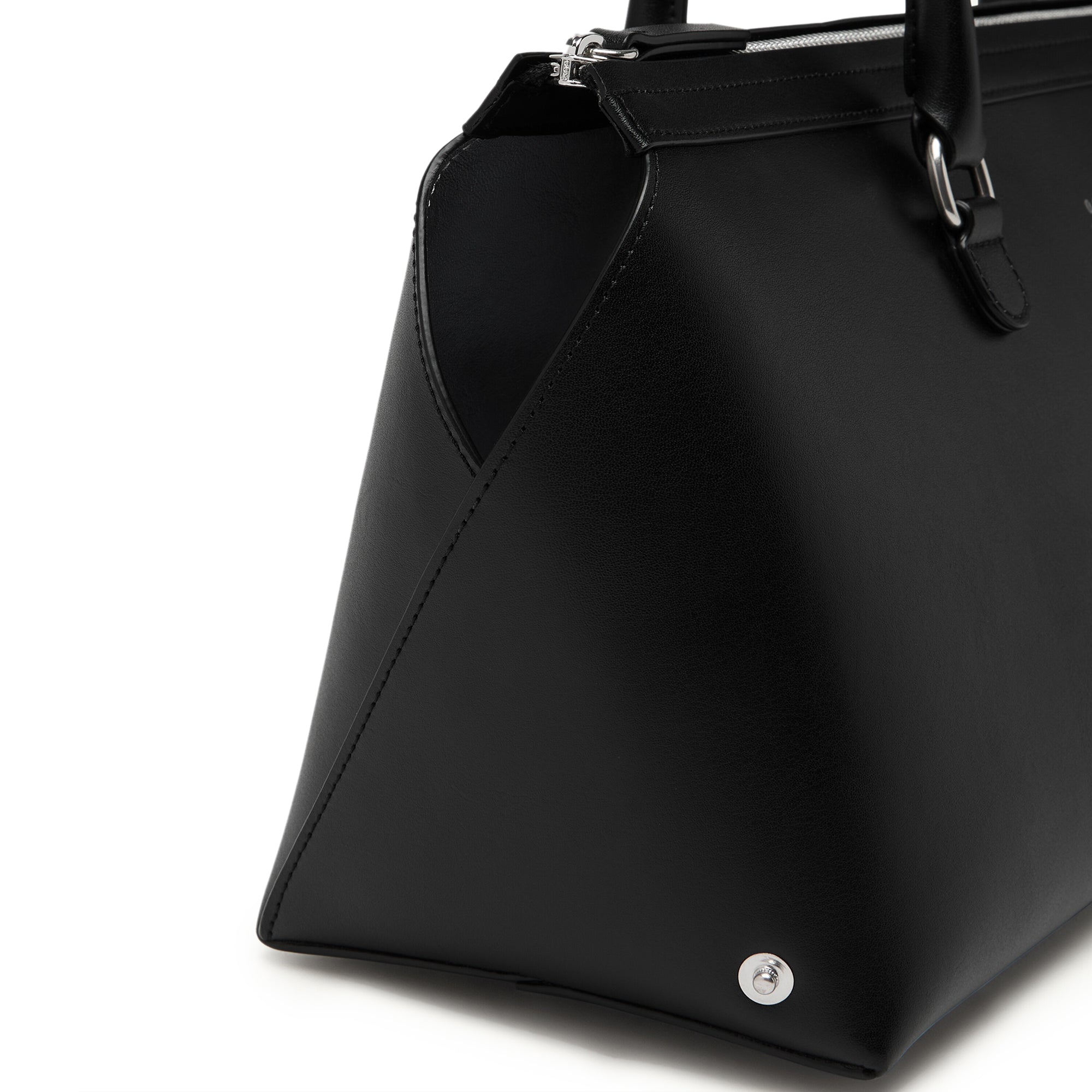 black leather bag on a white background